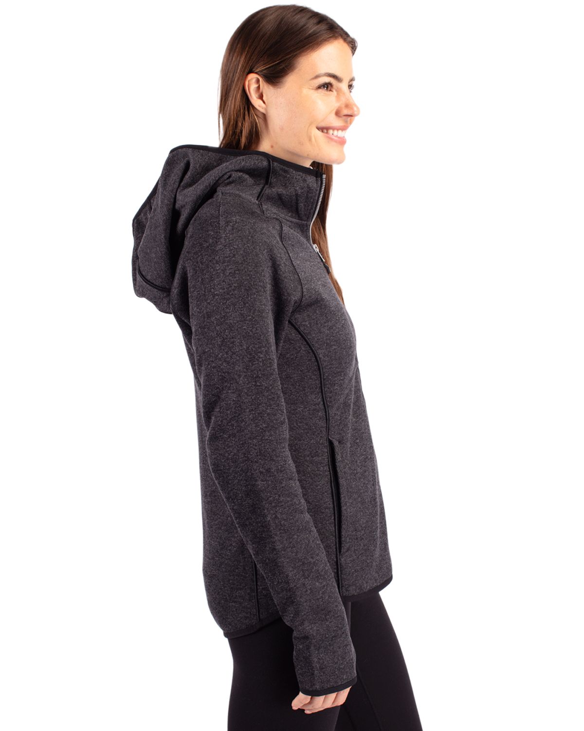 Cutter & Buck Women's Mainsail Sweater-Knit Full Zip Hooded Jacket