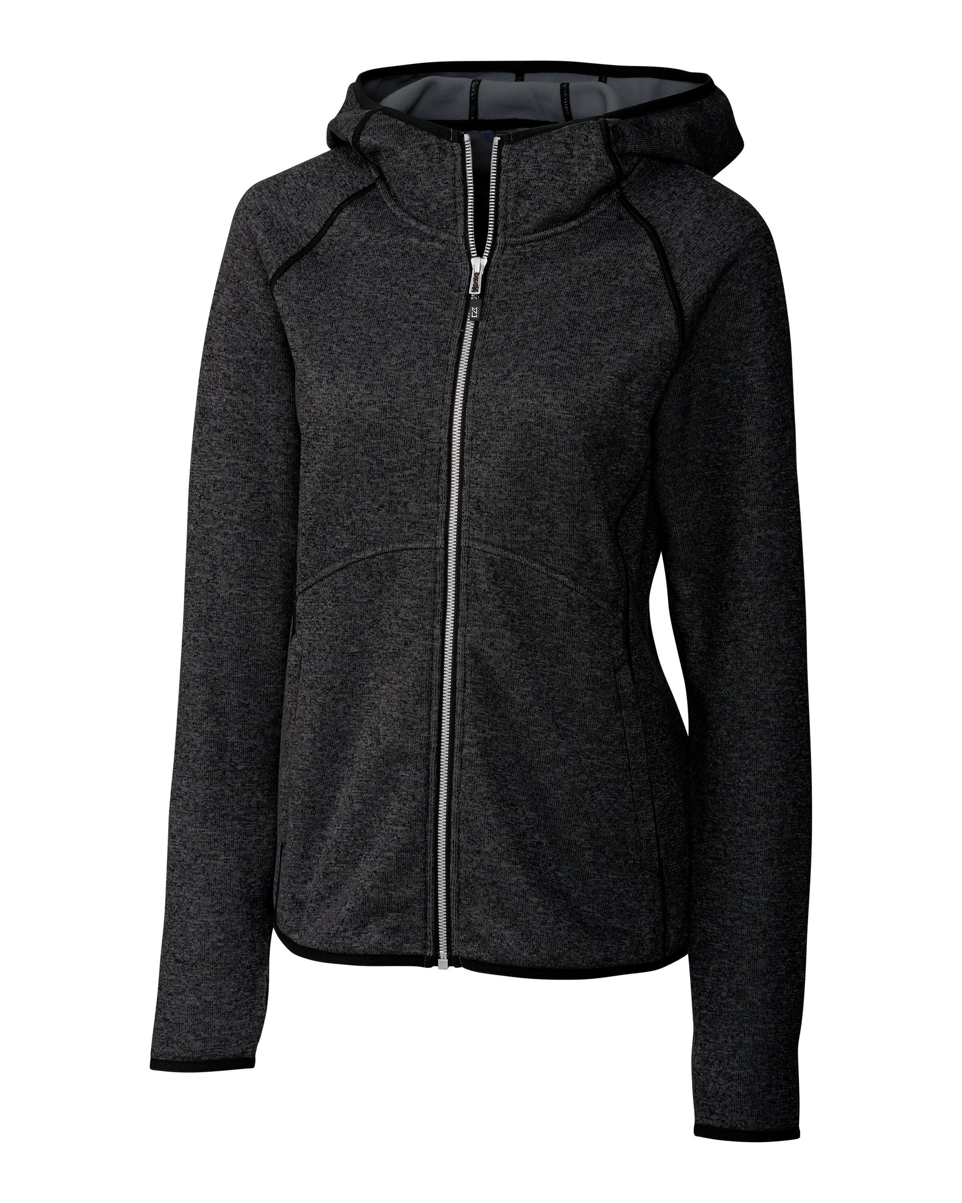 Cutter & Buck Women's Mainsail Sweater-Knit Full Zip Hooded Jacket