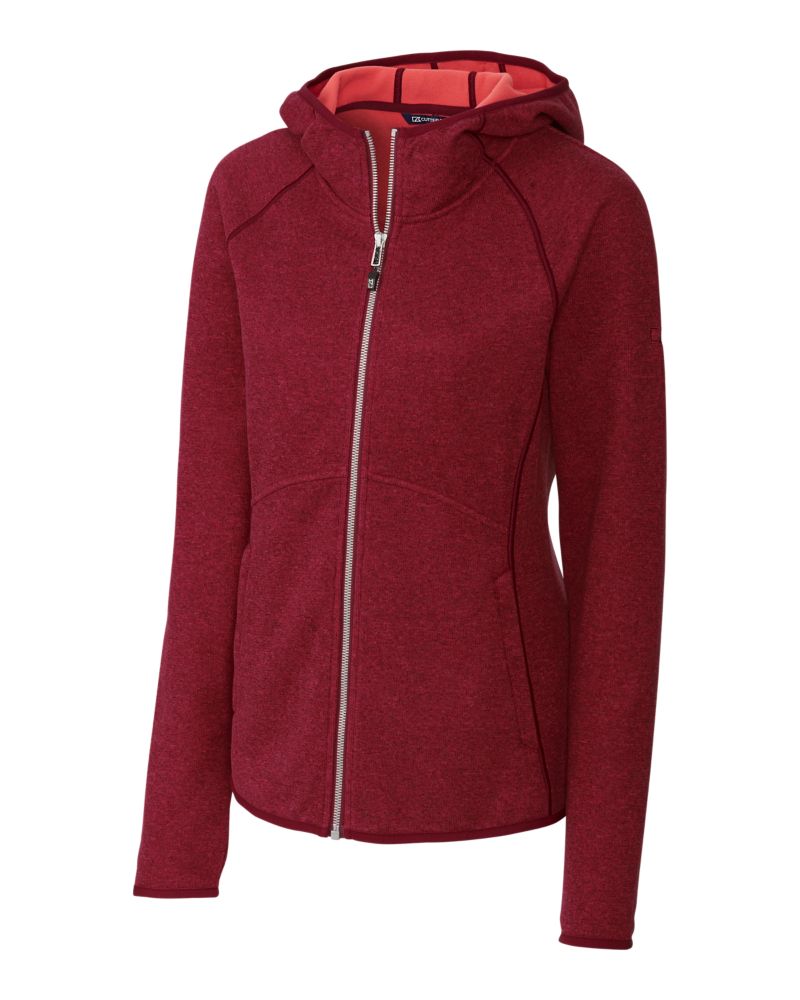 Cutter & Buck Women's Mainsail Sweater-Knit Full Zip Hooded Jacket
