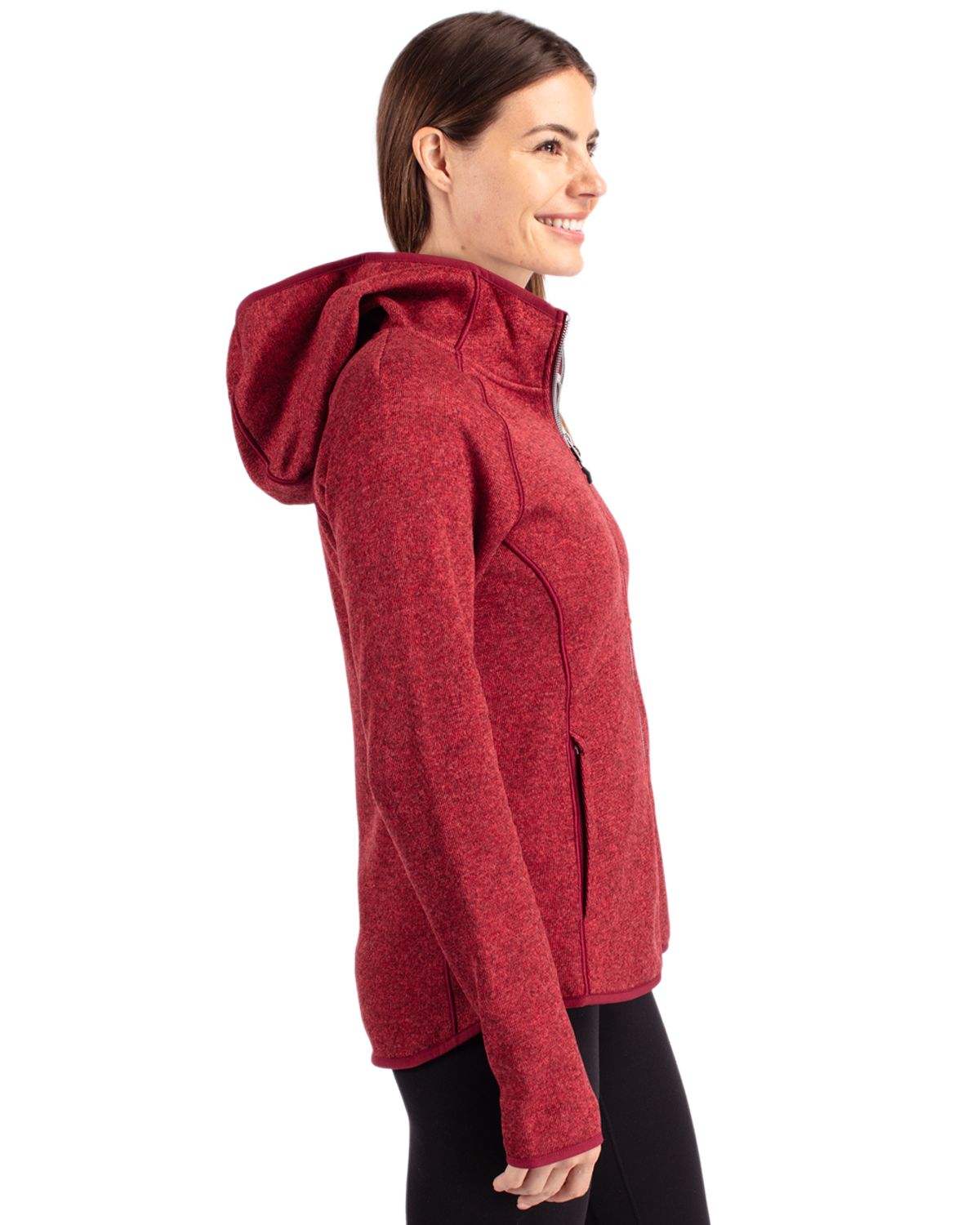 Cutter & Buck Women's Mainsail Sweater-Knit Full Zip Hooded Jacket