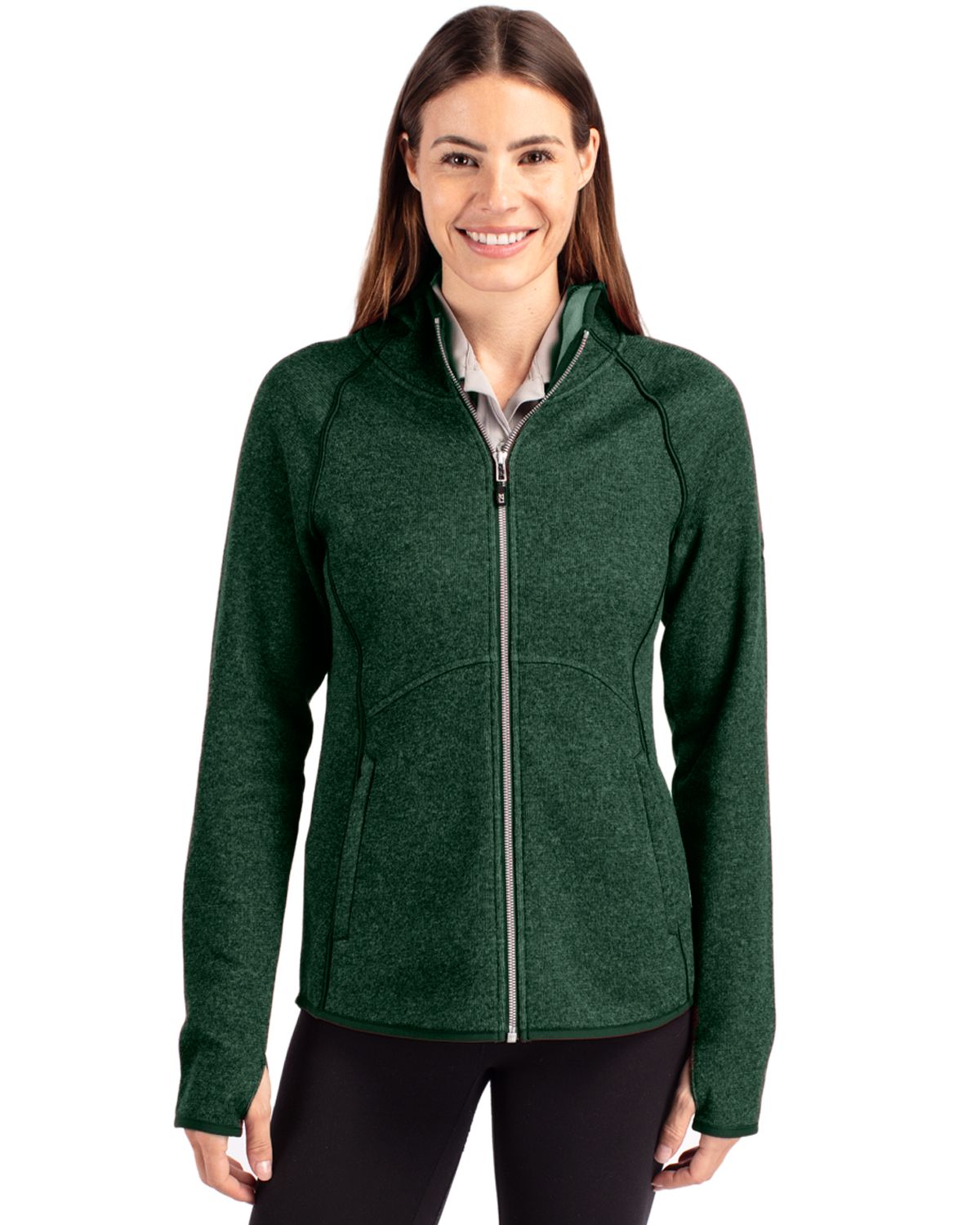 Cutter & Buck Women's Mainsail Sweater-Knit Full Zip Hooded Jacket