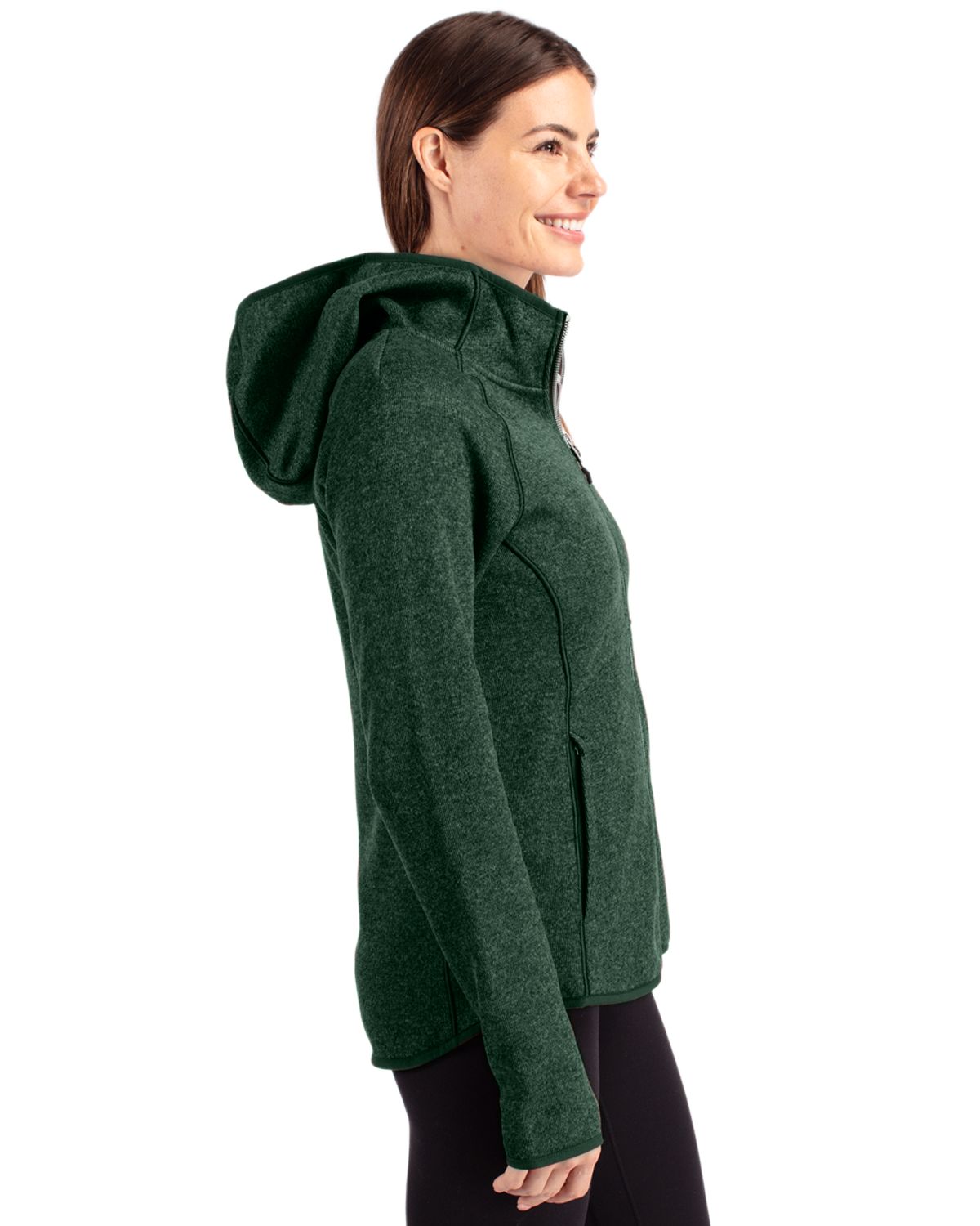 Cutter & Buck Women's Mainsail Sweater-Knit Full Zip Hooded Jacket
