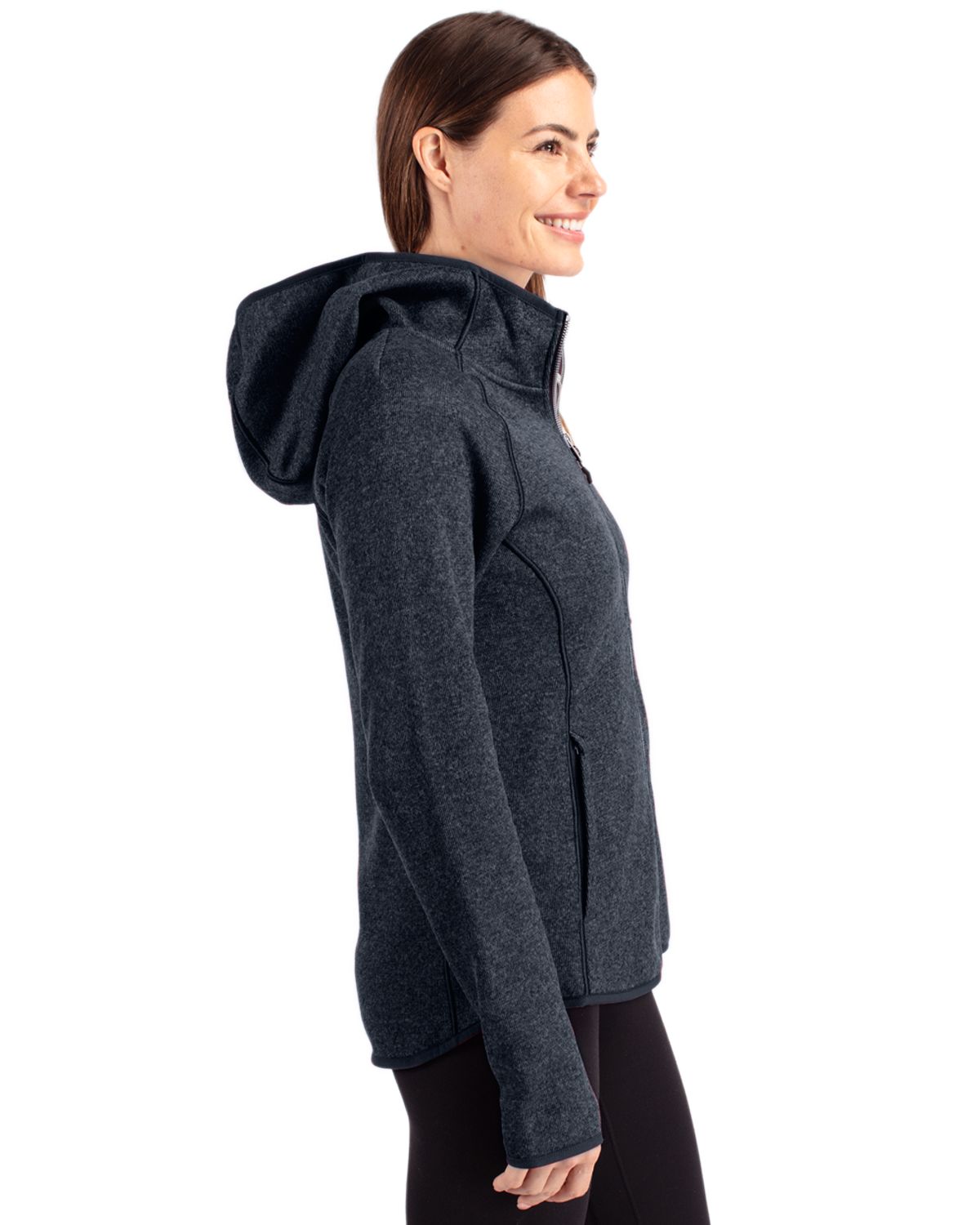 Cutter & Buck Women's Mainsail Sweater-Knit Full Zip Hooded Jacket