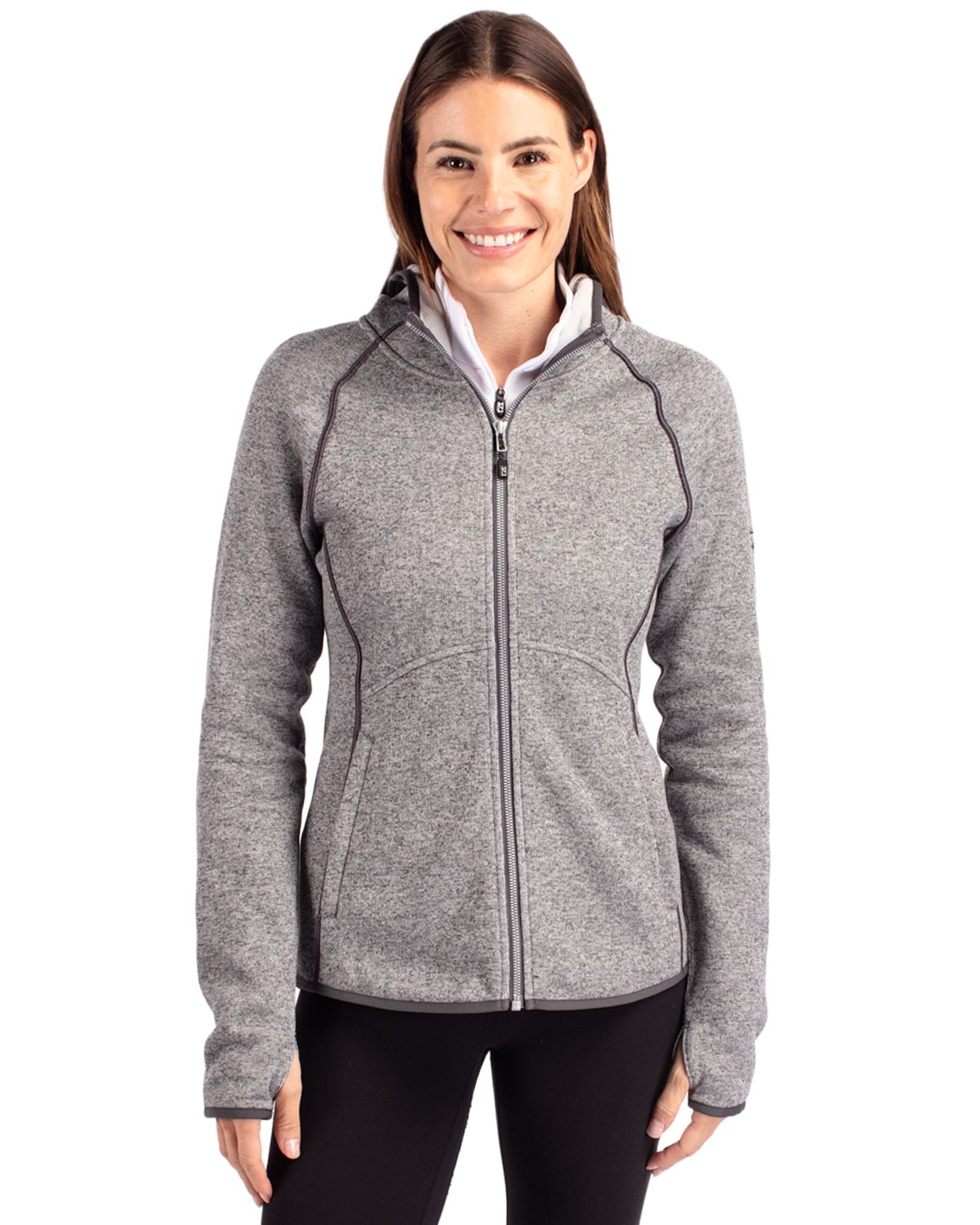 Cutter & Buck Women's Mainsail Sweater-Knit Full Zip Hooded Jacket