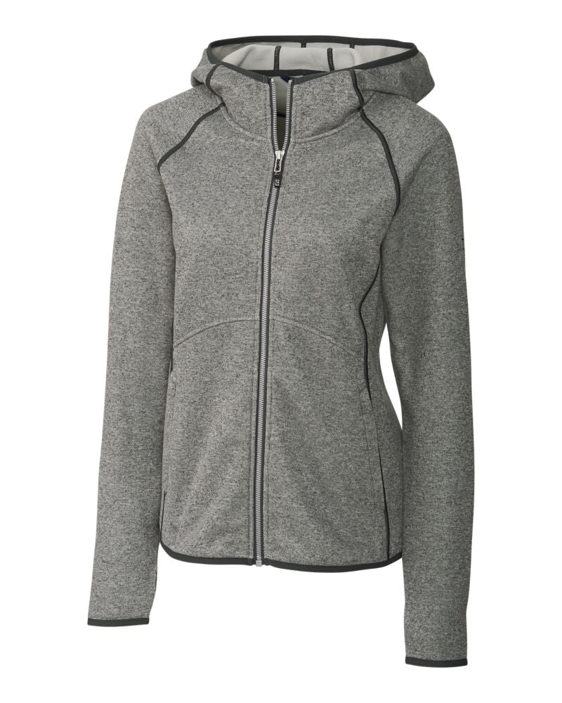 Cutter & Buck Women's Mainsail Sweater-Knit Full Zip Hooded Jacket