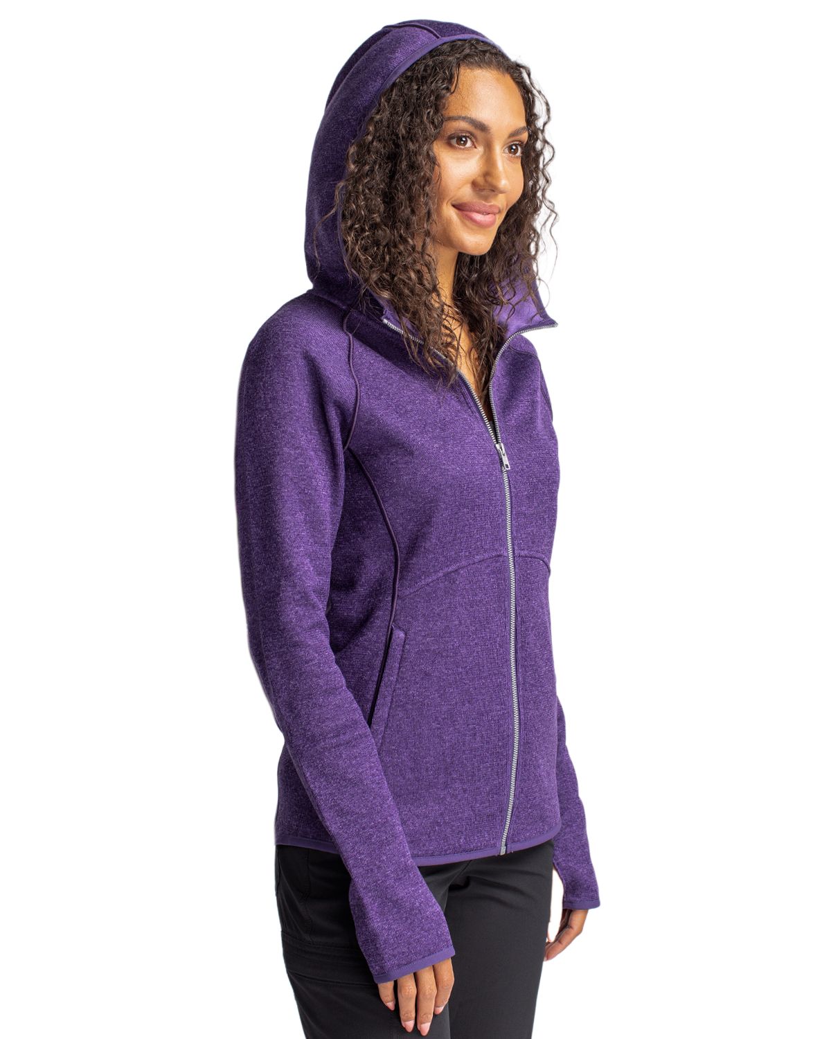 Cutter & Buck Women's Mainsail Sweater-Knit Full Zip Hooded Jacket