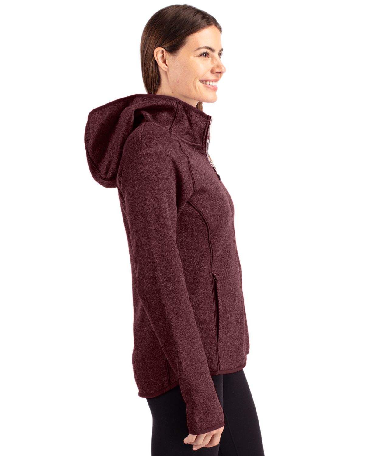 Cutter & Buck Women's Mainsail Sweater-Knit Full Zip Hooded Jacket