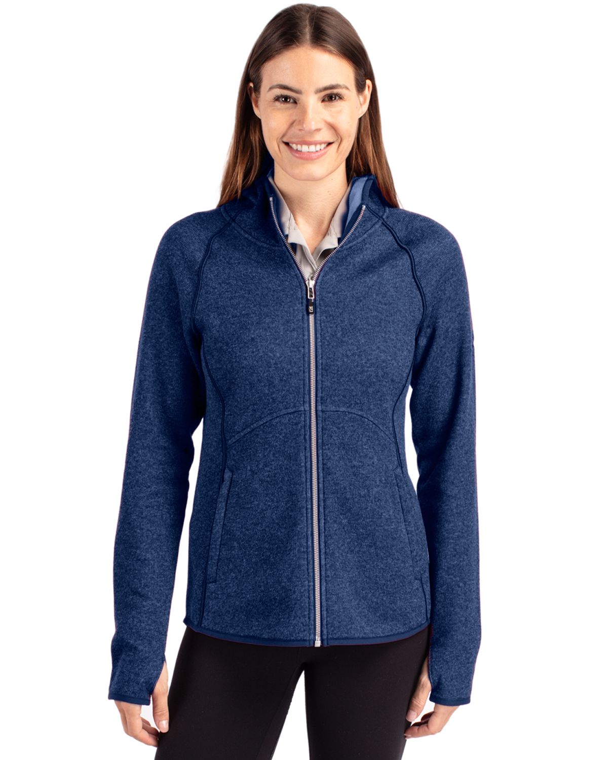 Cutter & Buck Women's Mainsail Sweater-Knit Full Zip Hooded Jacket