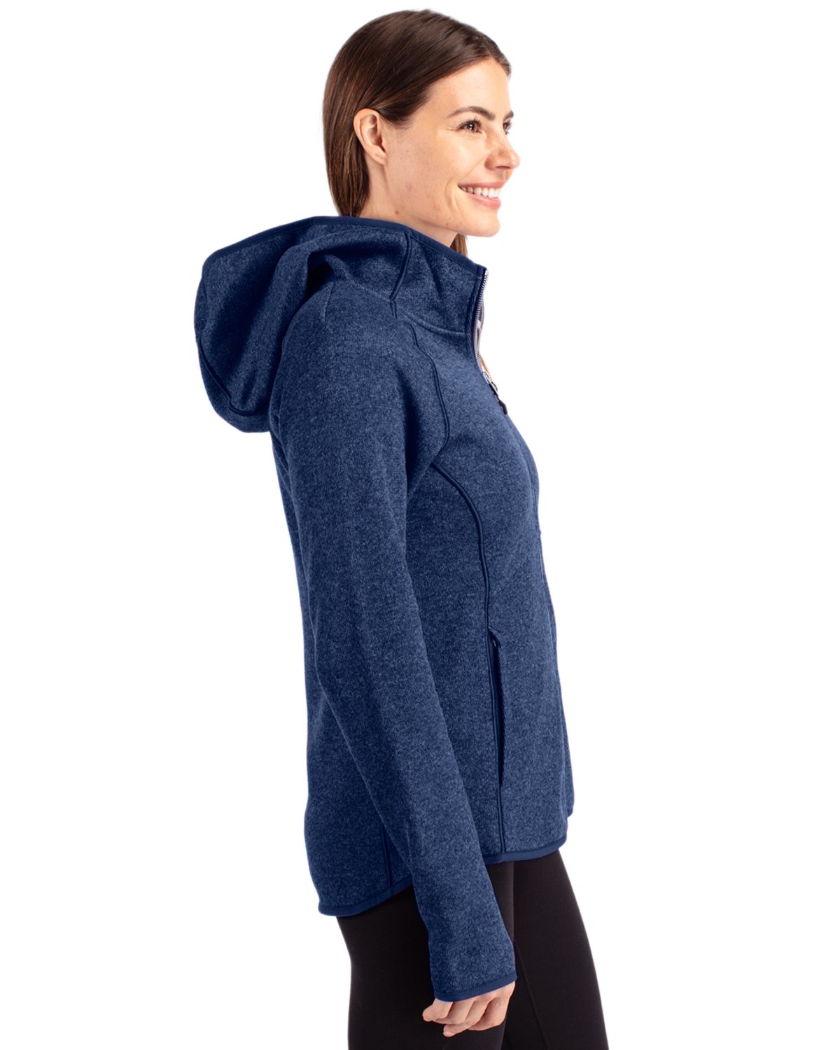 Cutter & Buck Women's Mainsail Sweater-Knit Full Zip Hooded Jacket