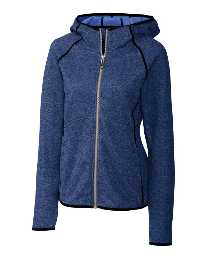 Cutter & Buck Women's Mainsail Sweater-Knit Full Zip Hooded Jacket
