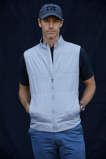 Cutter & Buck Men's Stealth Recycled Hybrid Quilted Windbreaker Vest
