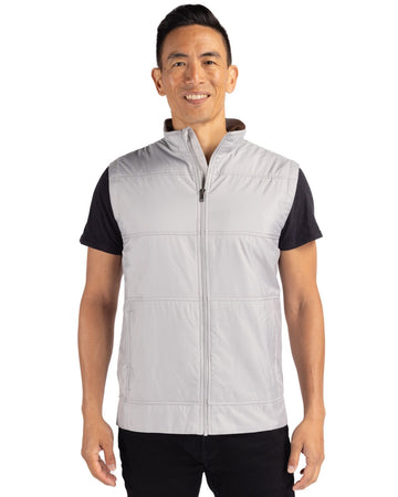 Cutter & Buck Men's Stealth Recycled Hybrid Quilted Windbreaker Vest