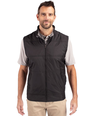 Cutter & Buck Men's Stealth Recycled Hybrid Quilted Windbreaker Vest