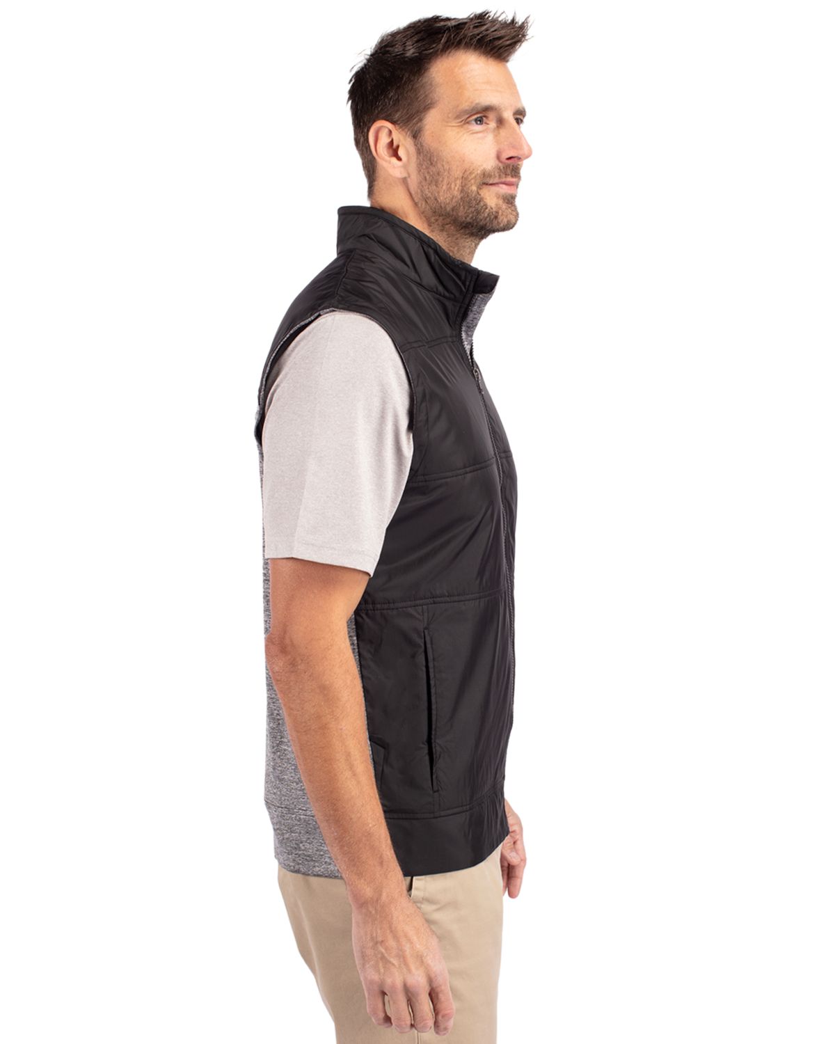 Cutter & Buck Men's Stealth Recycled Hybrid Quilted Windbreaker Vest