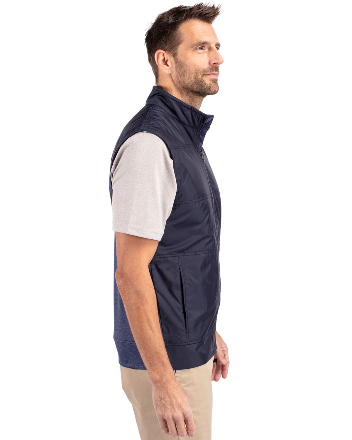 Cutter & Buck Men's Stealth Recycled Hybrid Quilted Windbreaker Vest