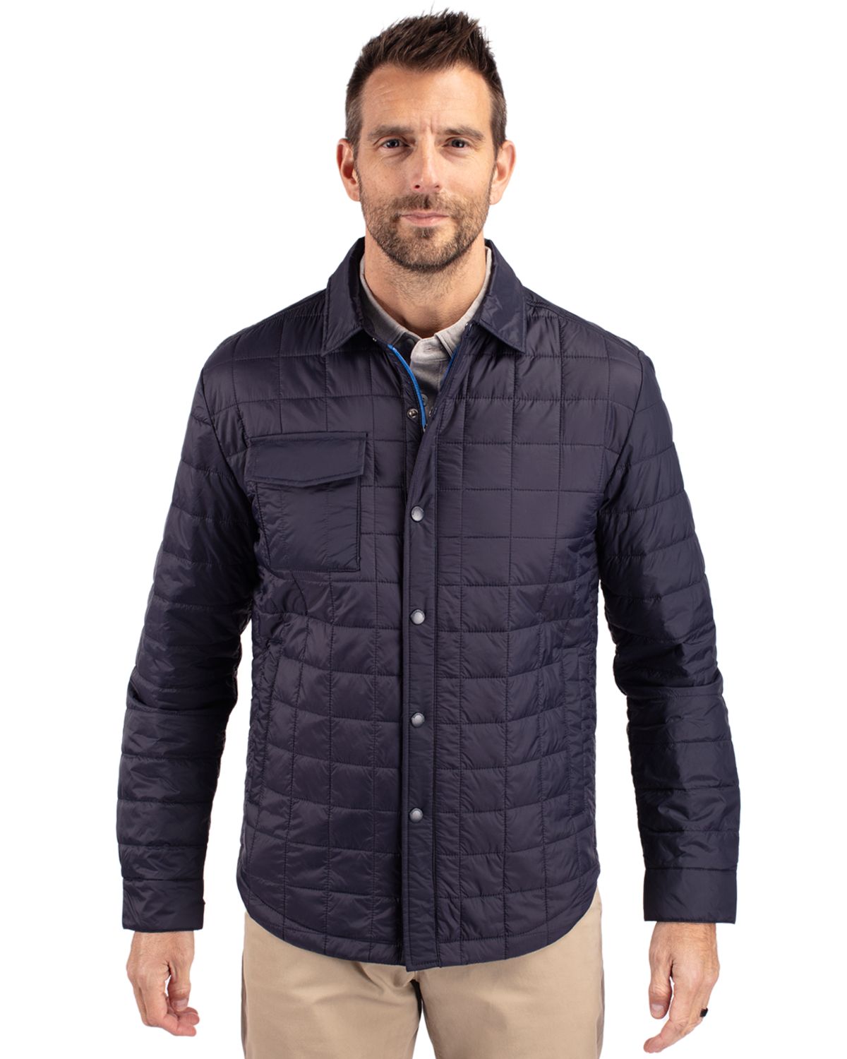 Cutter & Buck Men's Rainier Recycled Insulated Puffer Full Zip Shirt Jacket