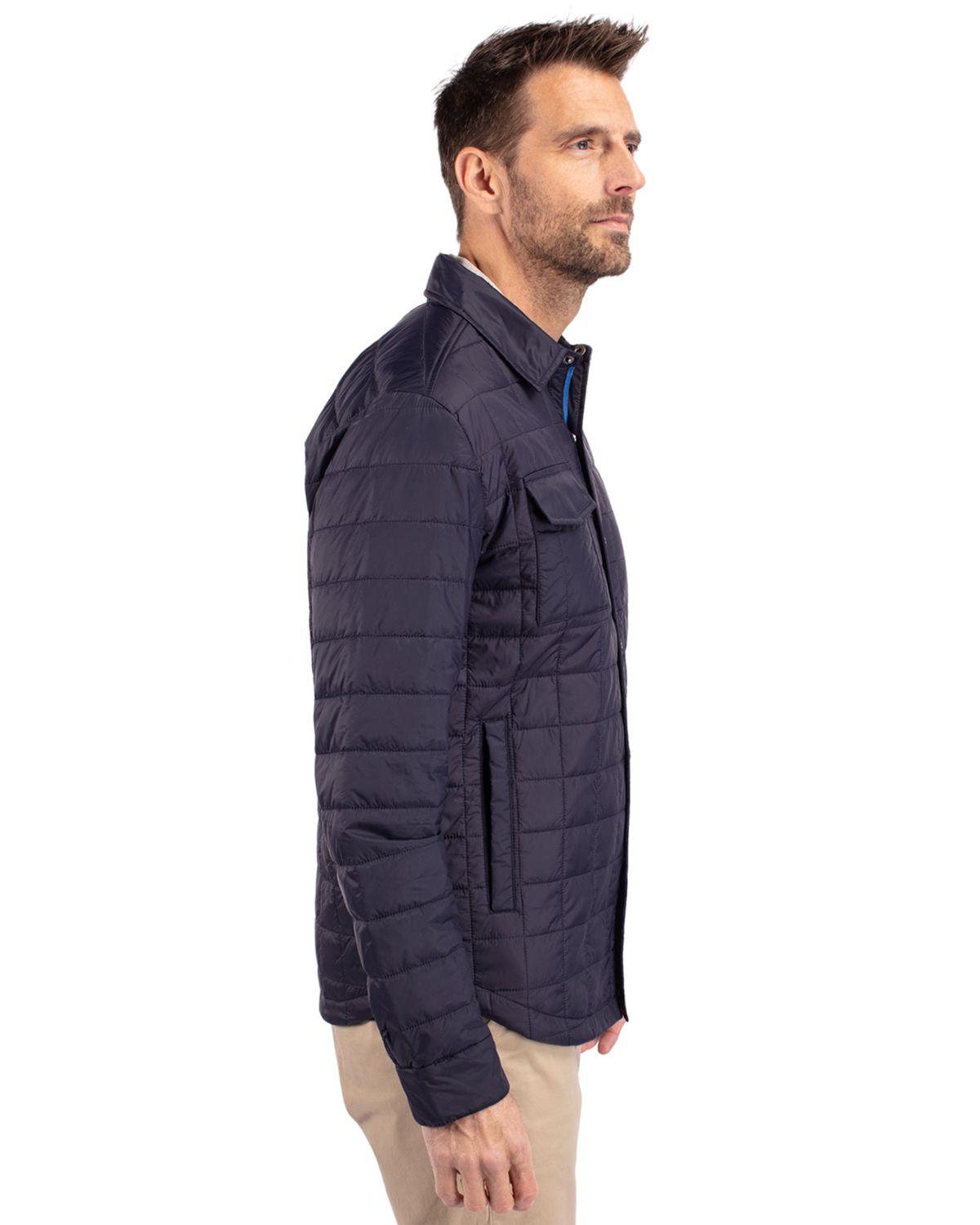 Cutter & Buck Men's Rainier Recycled Insulated Puffer Full Zip Shirt Jacket
