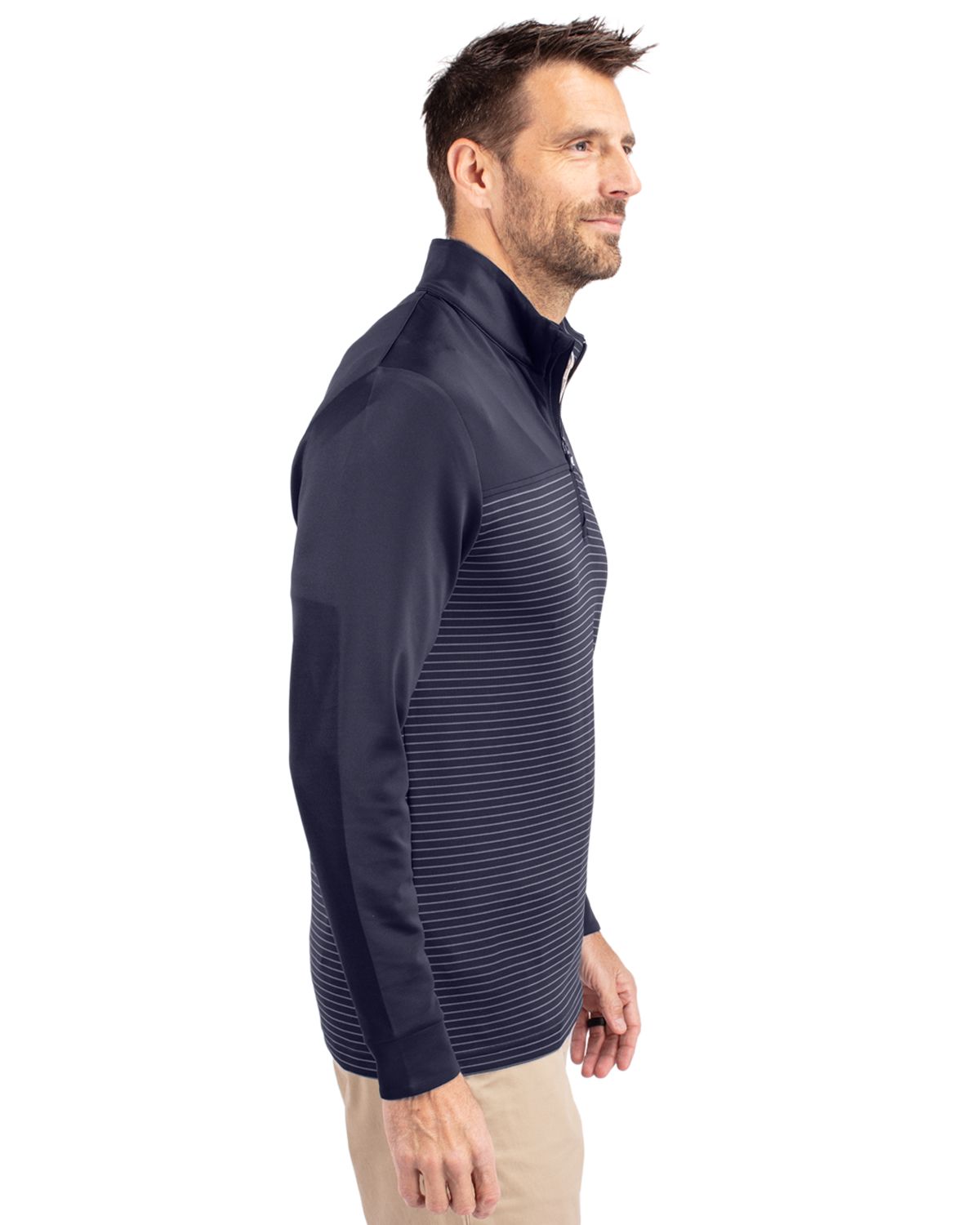 Cutter & Buck Men's Traverse Big & Tall Stripe Quarter Zip Pullover