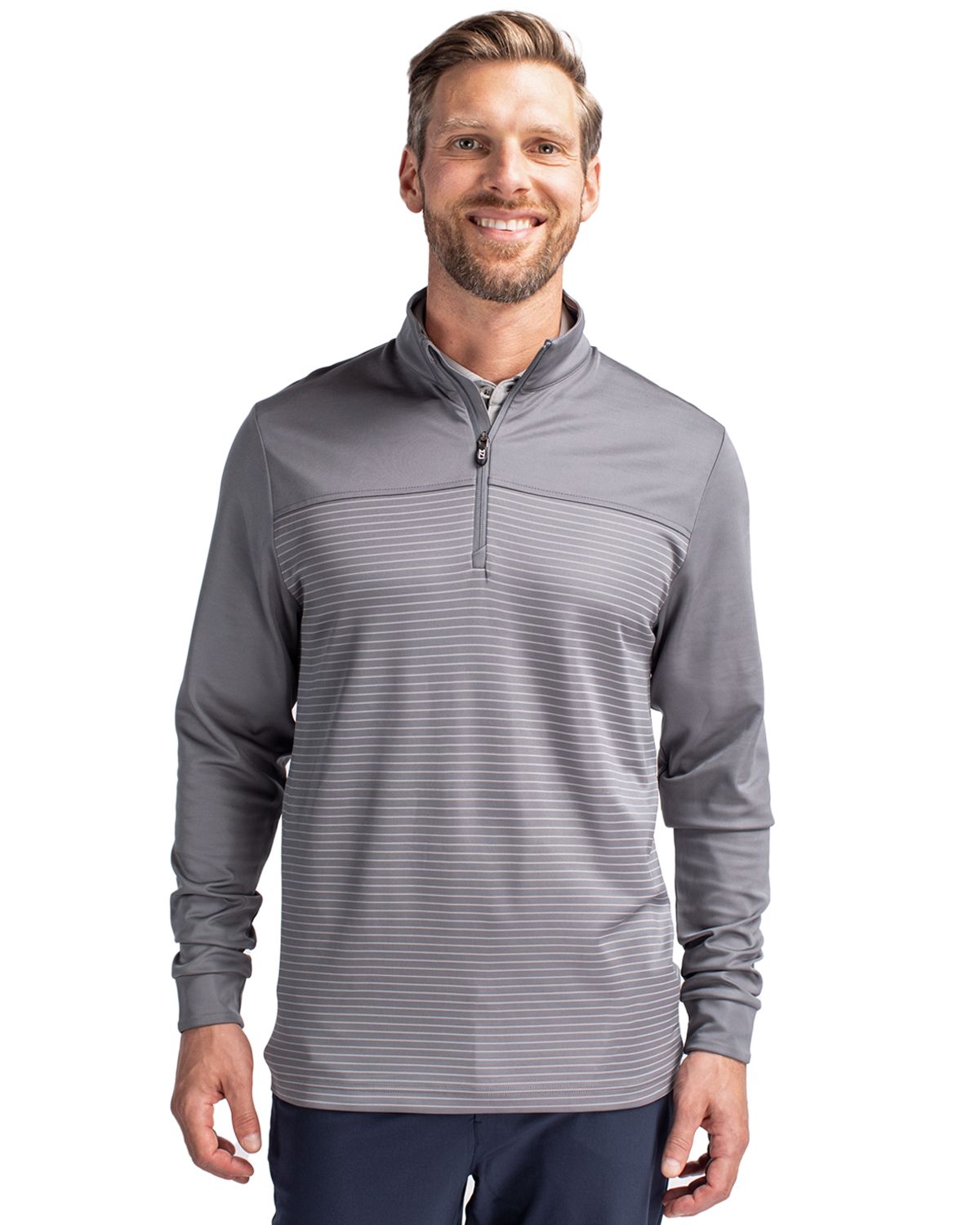 Cutter & Buck Men's Traverse Stripe Quarter Zip Pullover