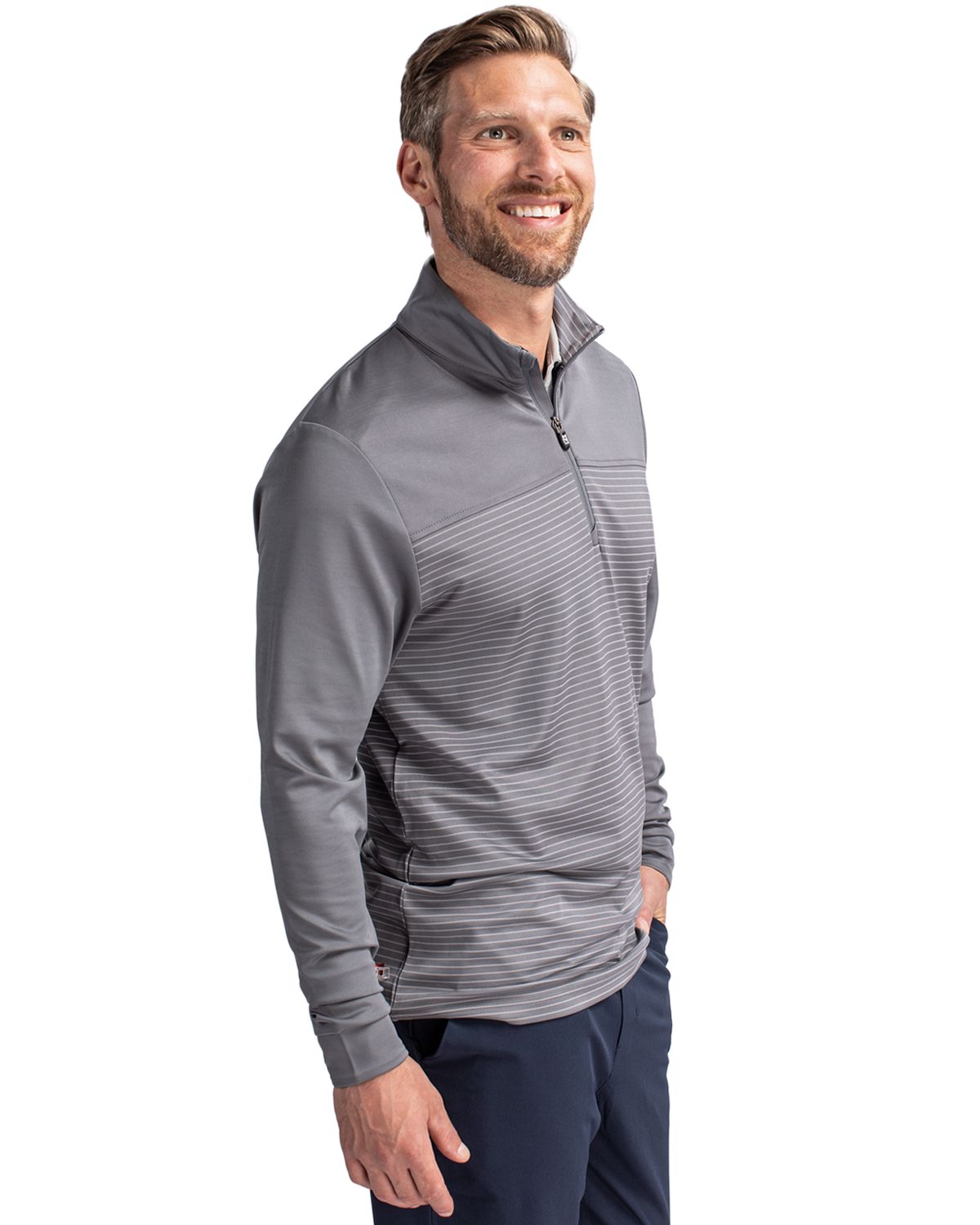 Cutter & Buck Men's Traverse Stripe Quarter Zip Pullover