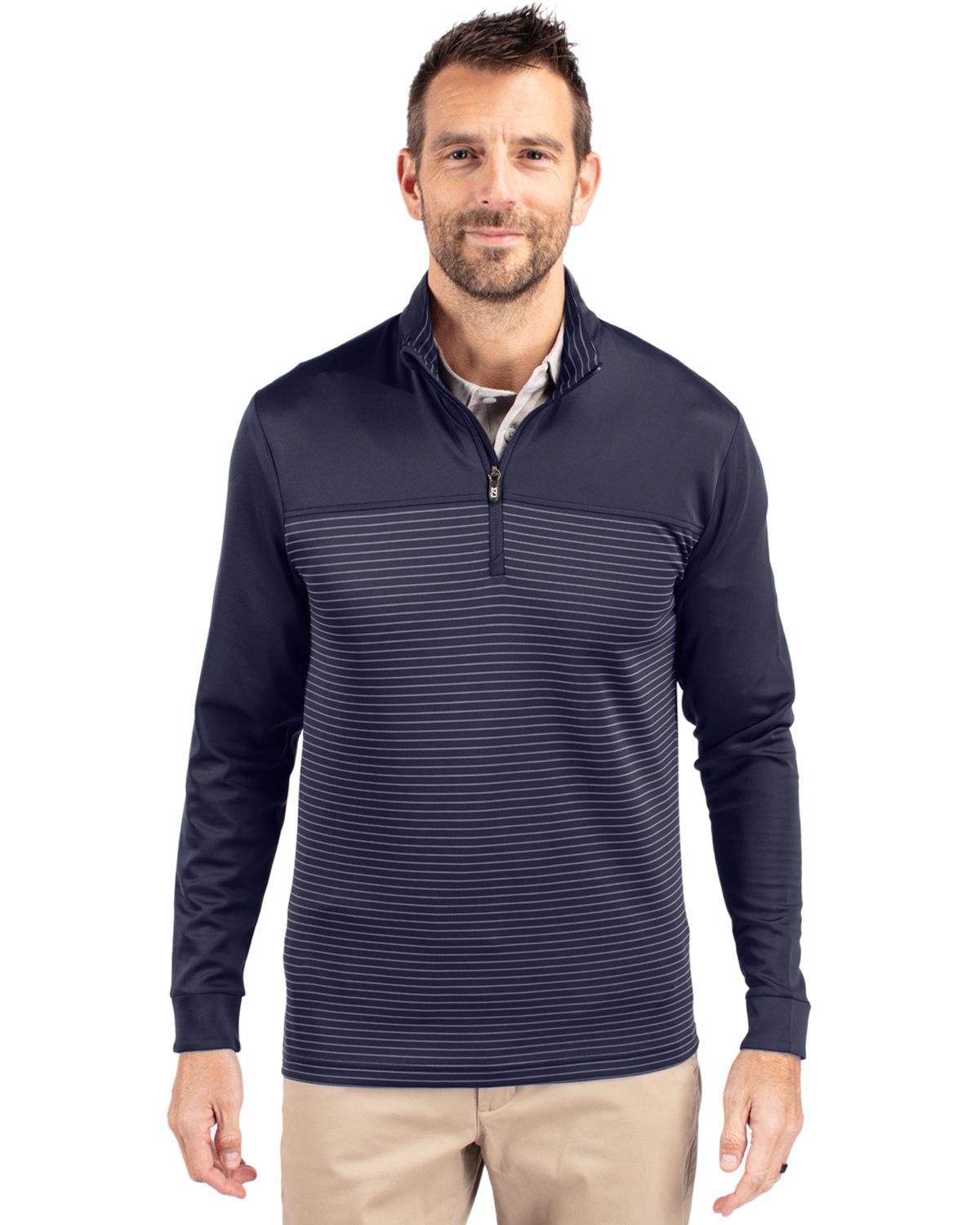 Cutter & Buck Men's Traverse Stripe Quarter Zip Pullover
