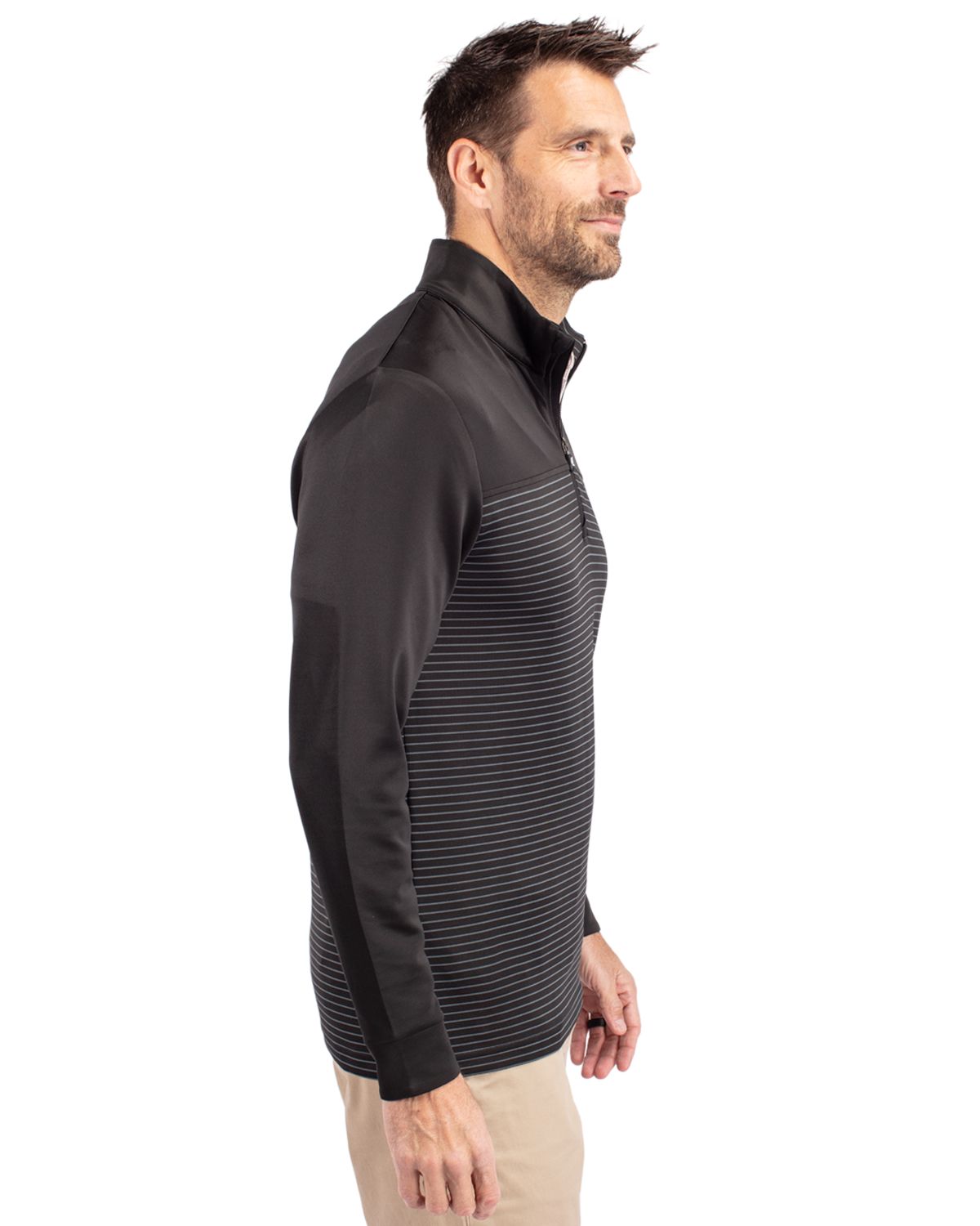 Cutter & Buck Men's Traverse Stripe Quarter Zip Pullover
