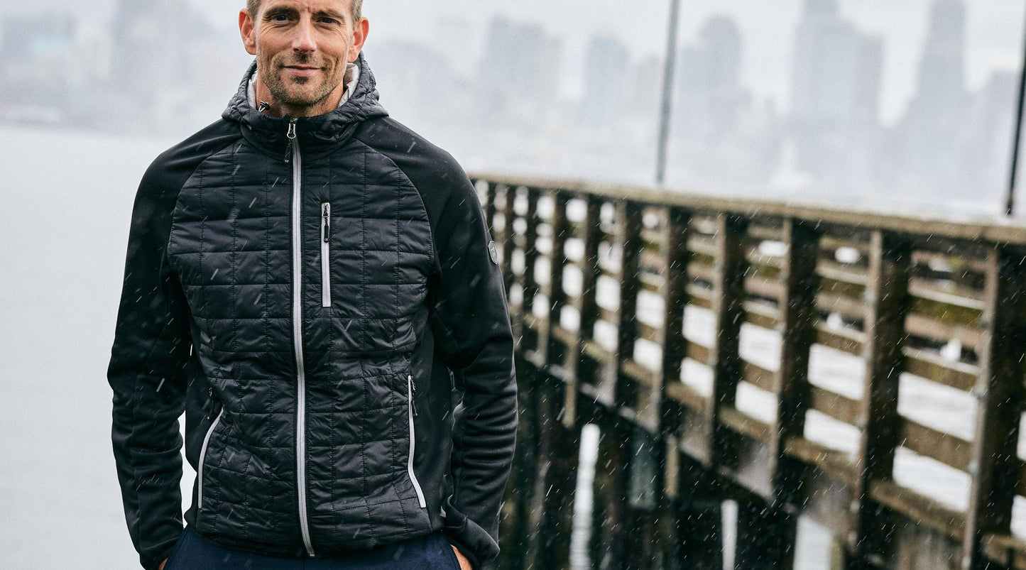 Cutter & Buck Men's Rainier Recycled Insulated Hybrid Puffer Full Zip Jacket