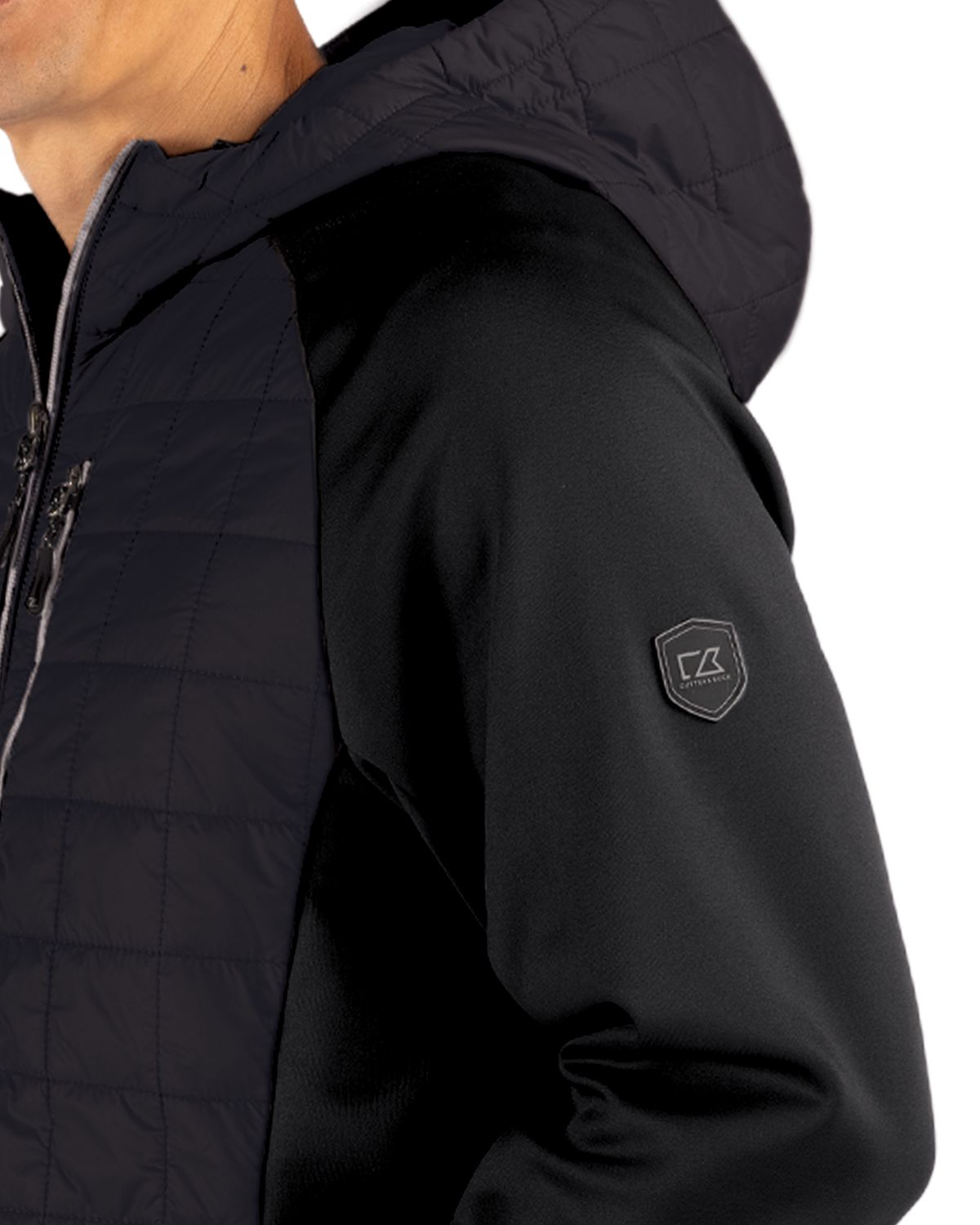Cutter & Buck Men's Rainier Recycled Insulated Hybrid Puffer Full Zip Jacket