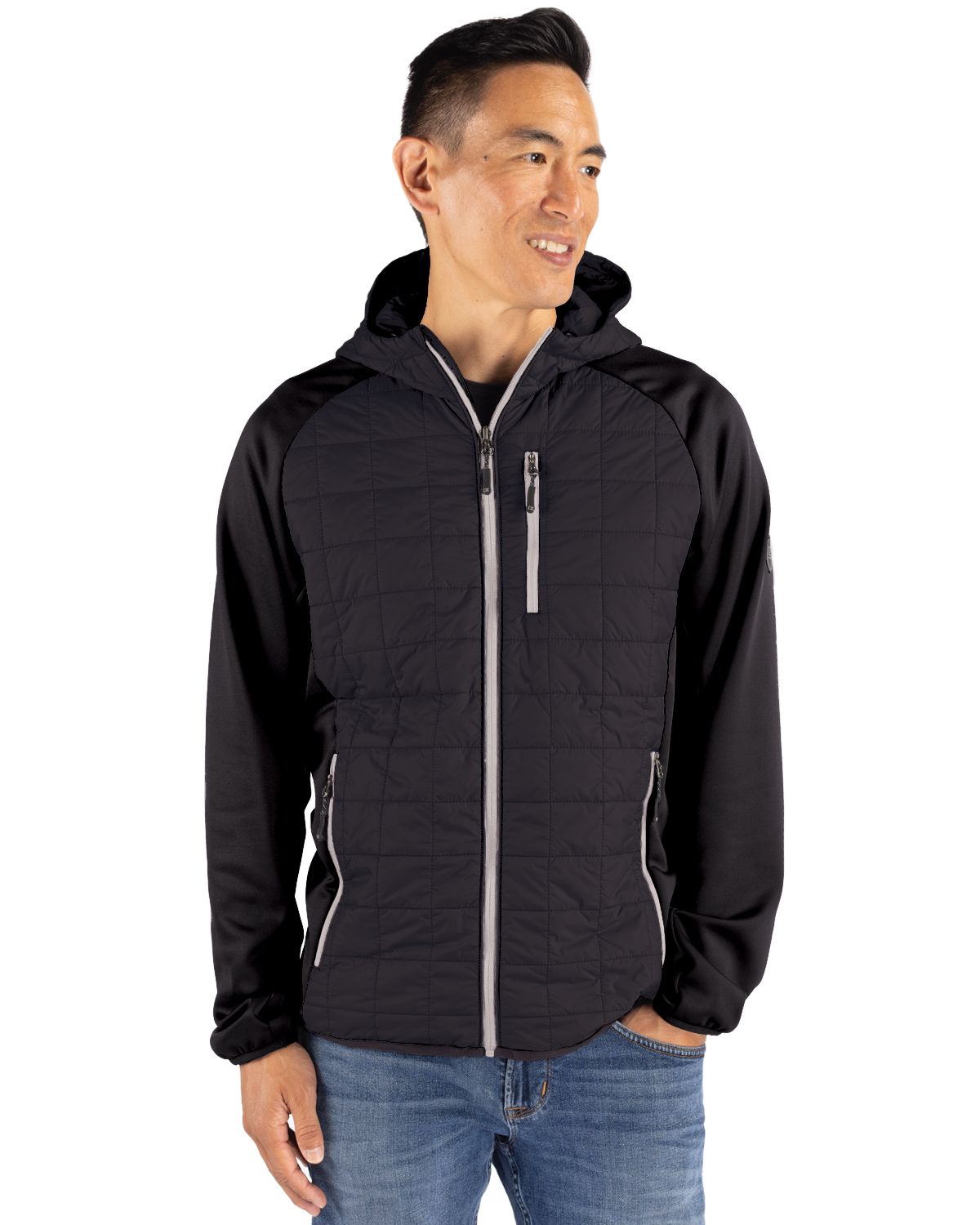 Cutter & Buck Men's Rainier Recycled Insulated Hybrid Puffer Full Zip Jacket