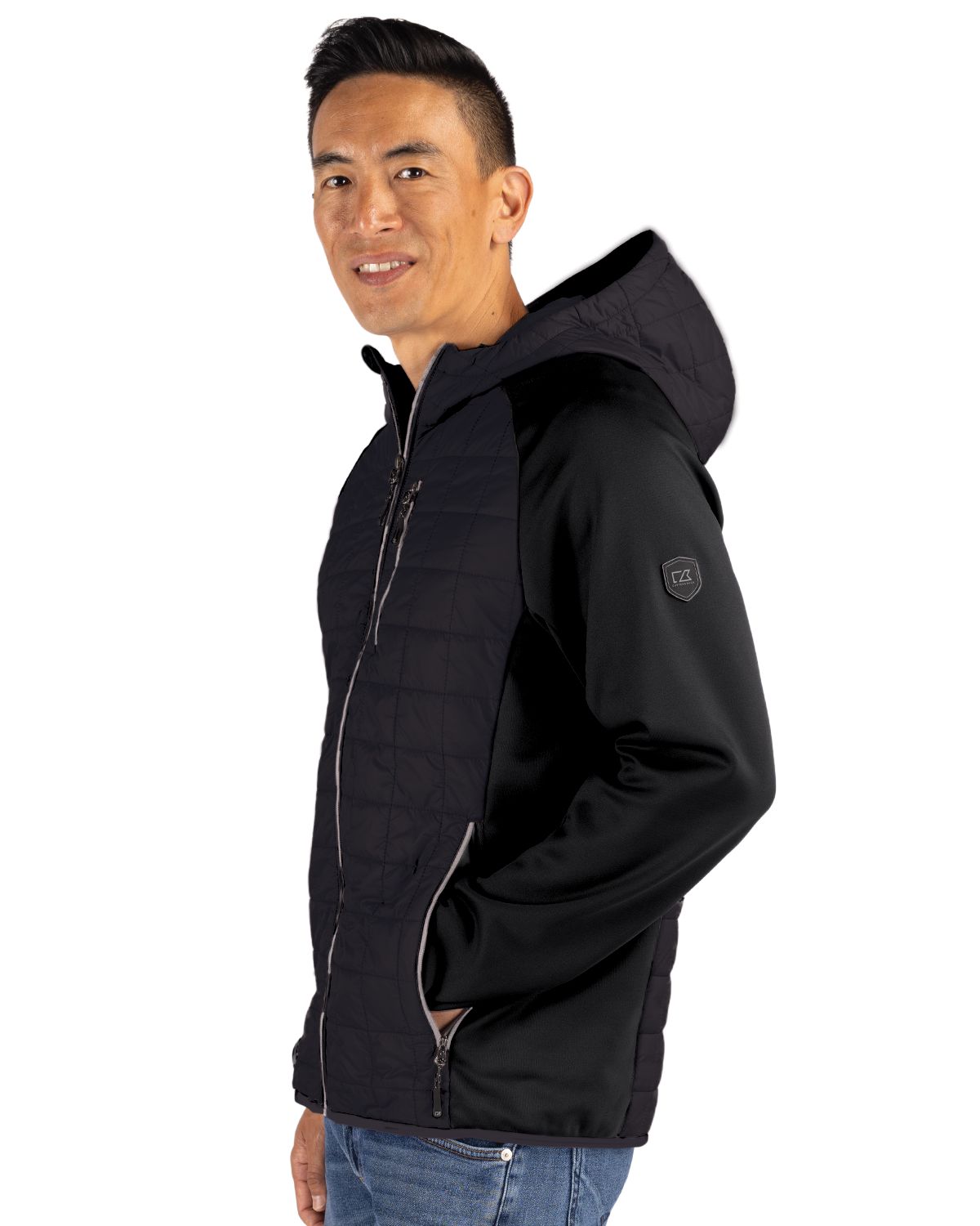 Cutter & Buck Men's Rainier Recycled Insulated Hybrid Puffer Full Zip Jacket