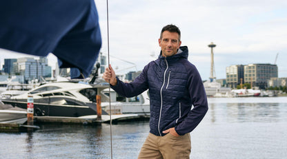 Cutter & Buck Men's Rainier Recycled Insulated Hybrid Puffer Full Zip Jacket