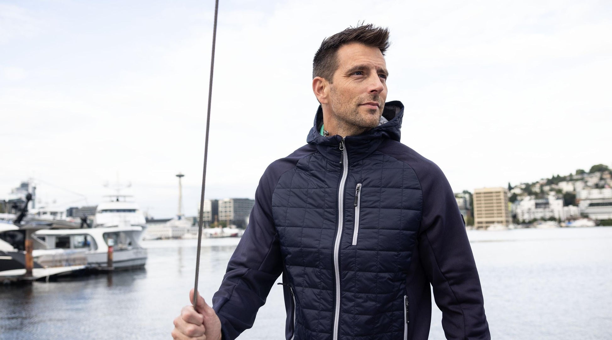 Cutter & Buck Men's Rainier Recycled Insulated Hybrid Puffer Full Zip Jacket