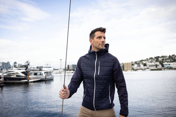 Cutter & Buck Men's Rainier Recycled Insulated Hybrid Puffer Full Zip Jacket