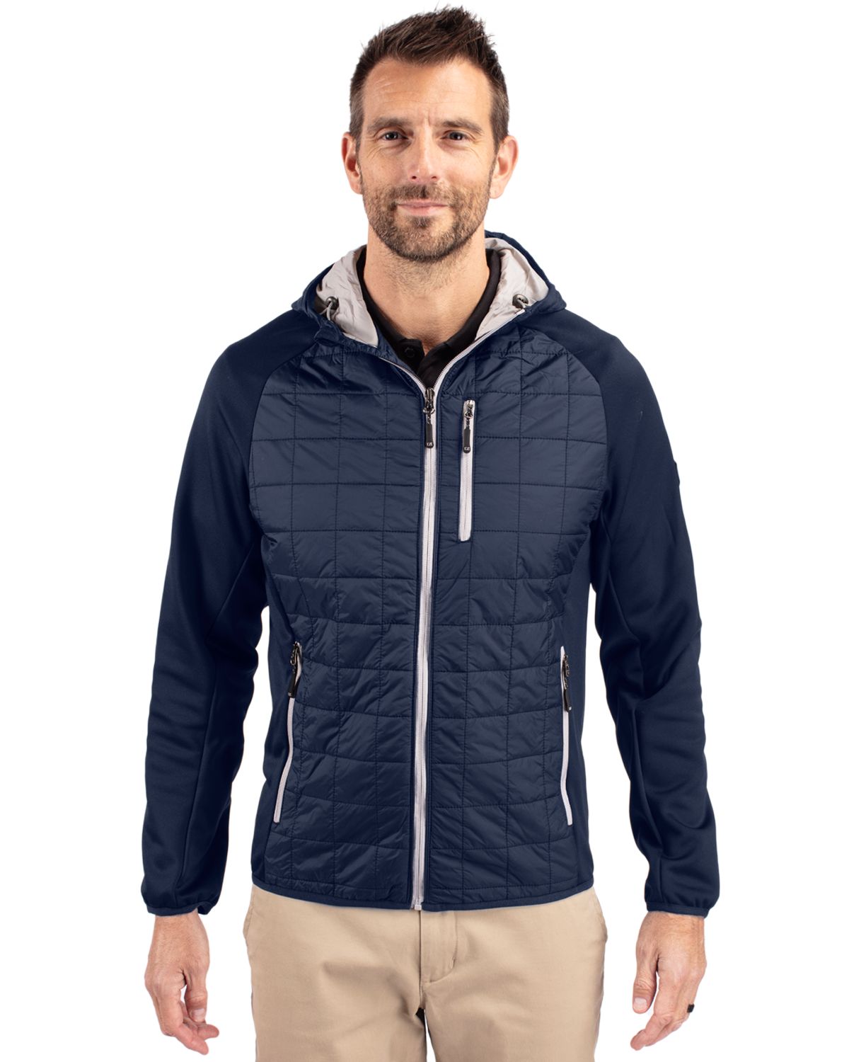 Cutter & Buck Men's Rainier Recycled Insulated Hybrid Puffer Full Zip Jacket