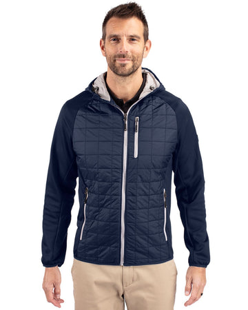 Cutter & Buck Men's Rainier Recycled Insulated Hybrid Puffer Full Zip Jacket
