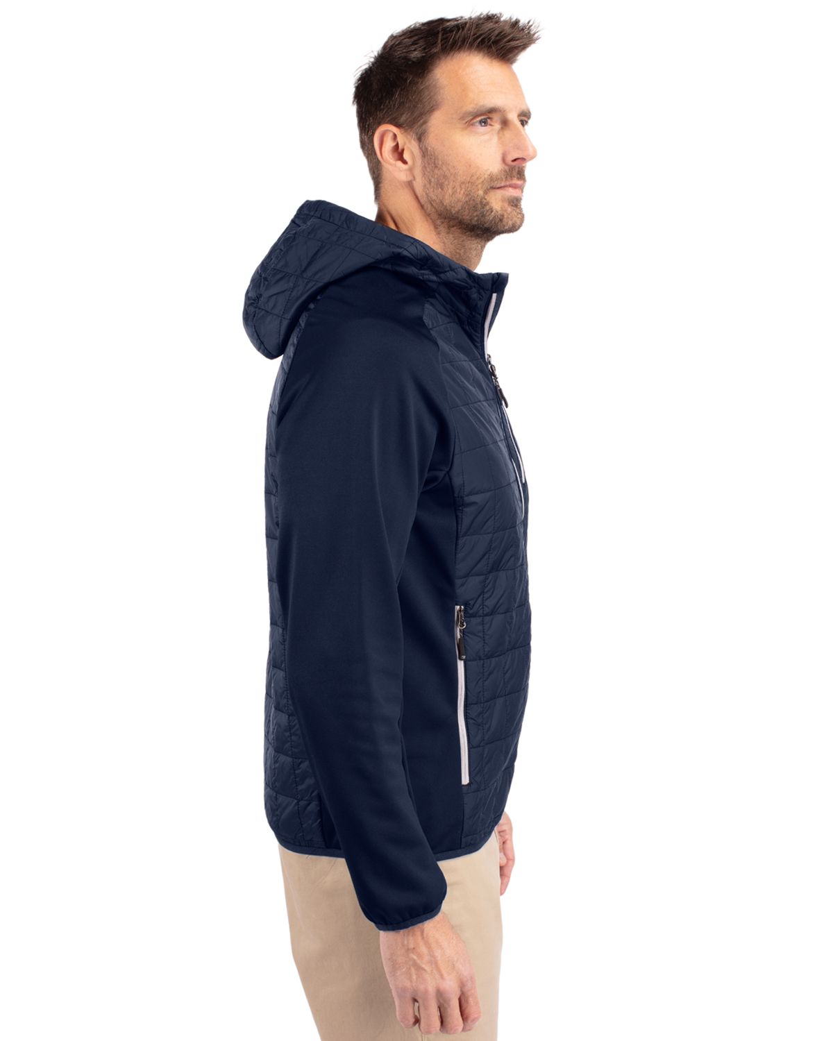Cutter & Buck Men's Rainier Recycled Insulated Hybrid Puffer Full Zip Jacket