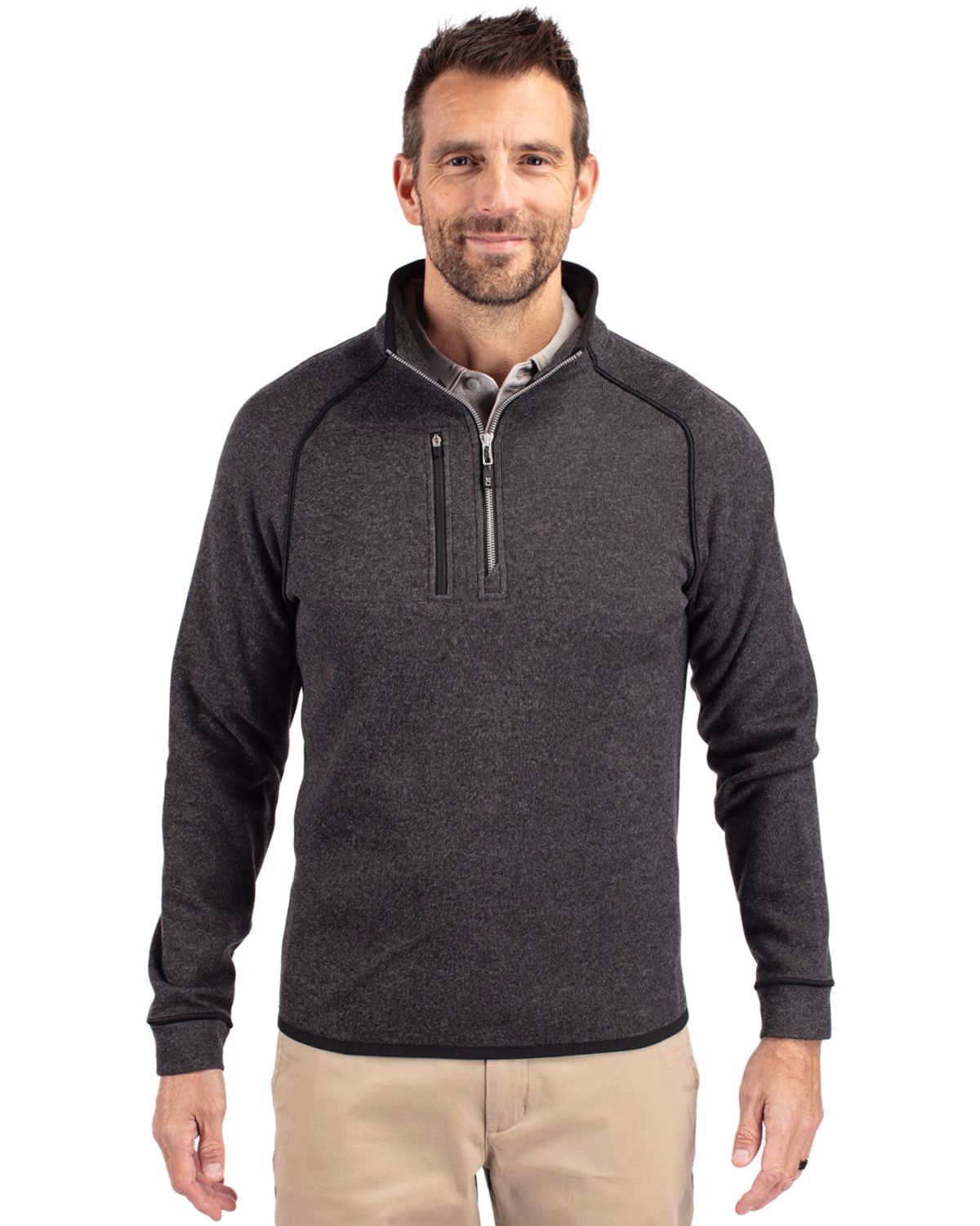 Cutter & Buck Men's Mainsail Sweater-Knit Half Zip Jacket