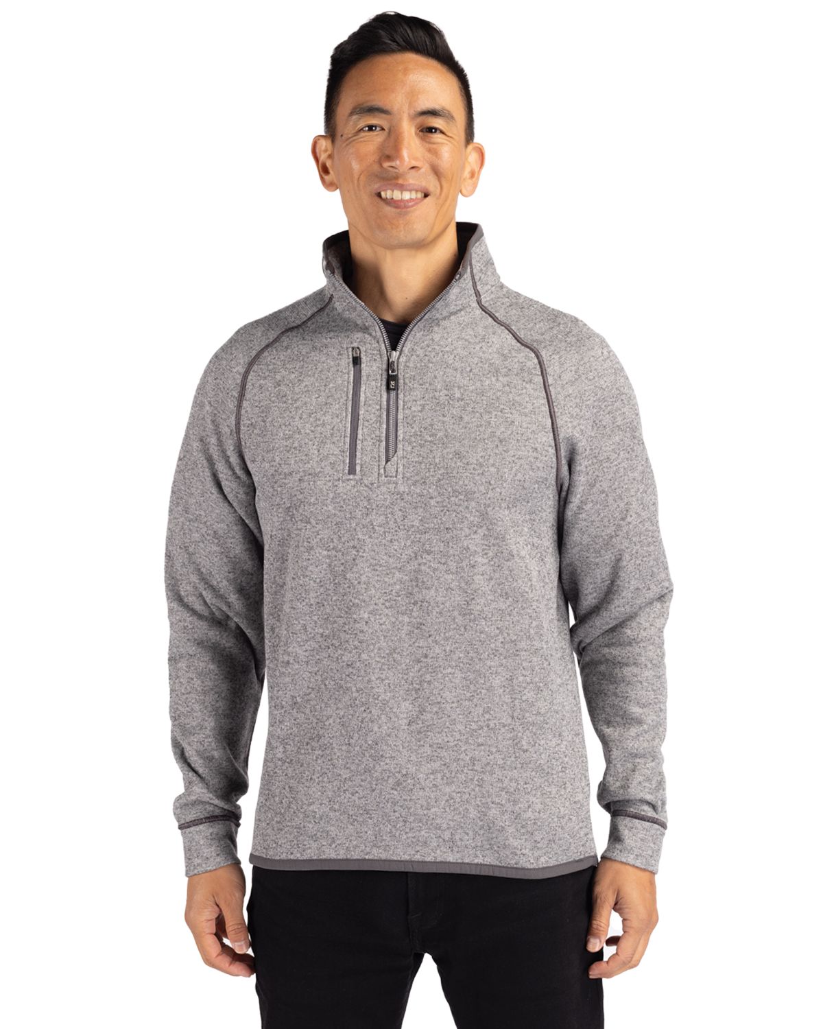 Cutter & Buck Men's Mainsail Sweater-Knit Half Zip Jacket