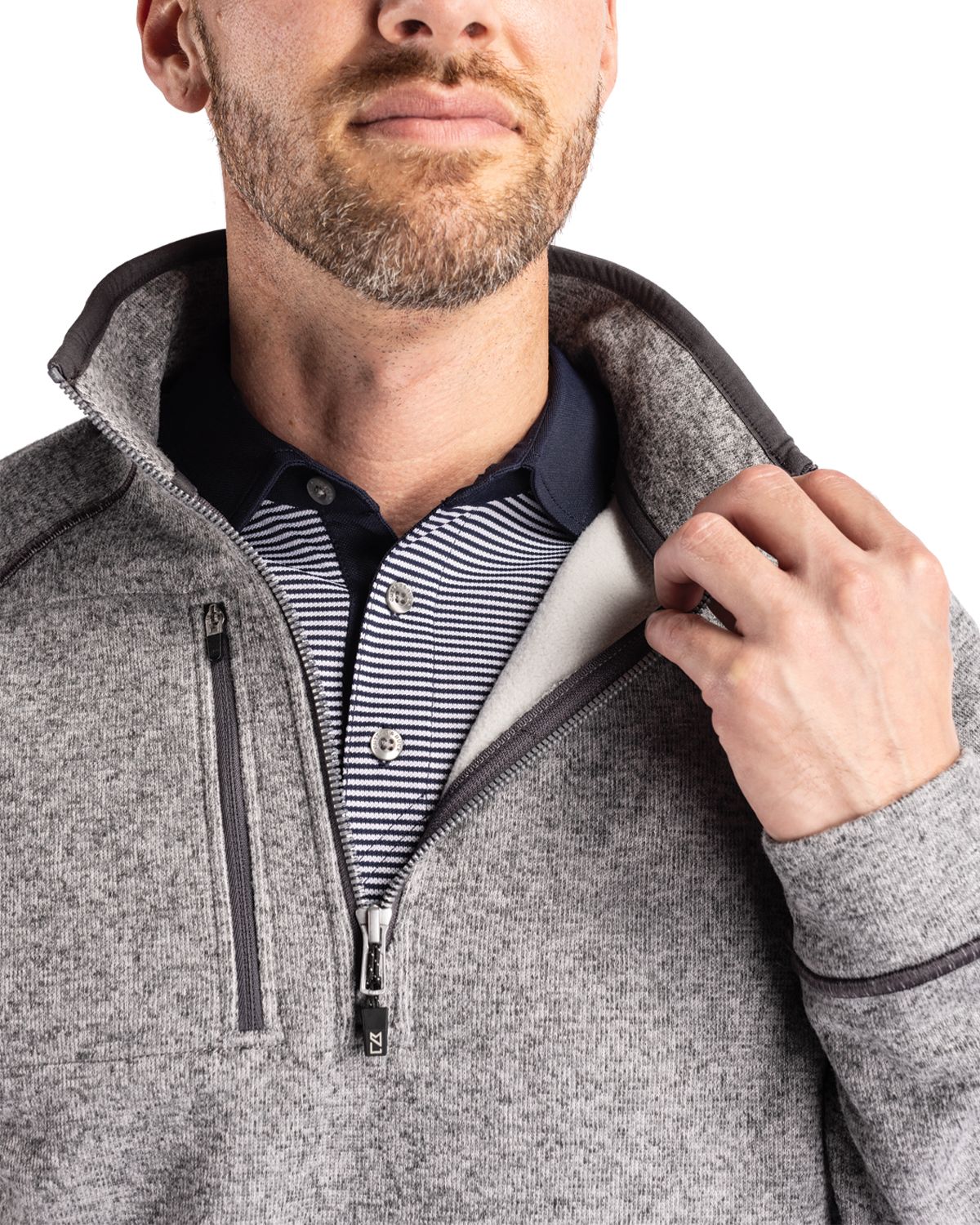 Cutter & Buck Men's Mainsail Sweater-Knit Half Zip Jacket