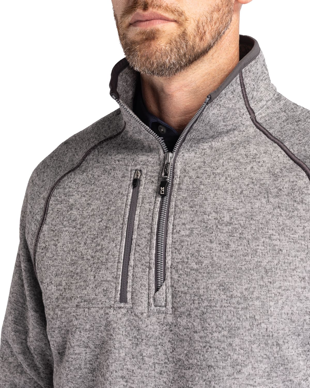 Cutter & Buck Men's Mainsail Sweater-Knit Half Zip Jacket