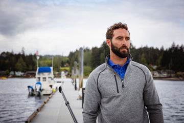 Cutter & Buck Men's Mainsail Sweater-Knit Half Zip Jacket