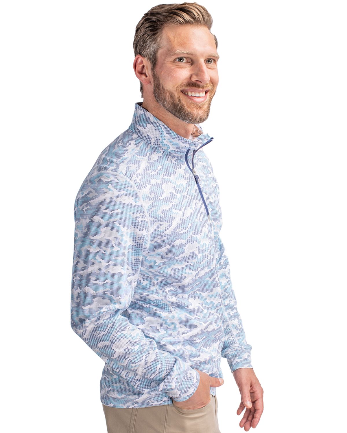 Cutter & Buck Men's Traverse Camo Quarter Zip Pullover