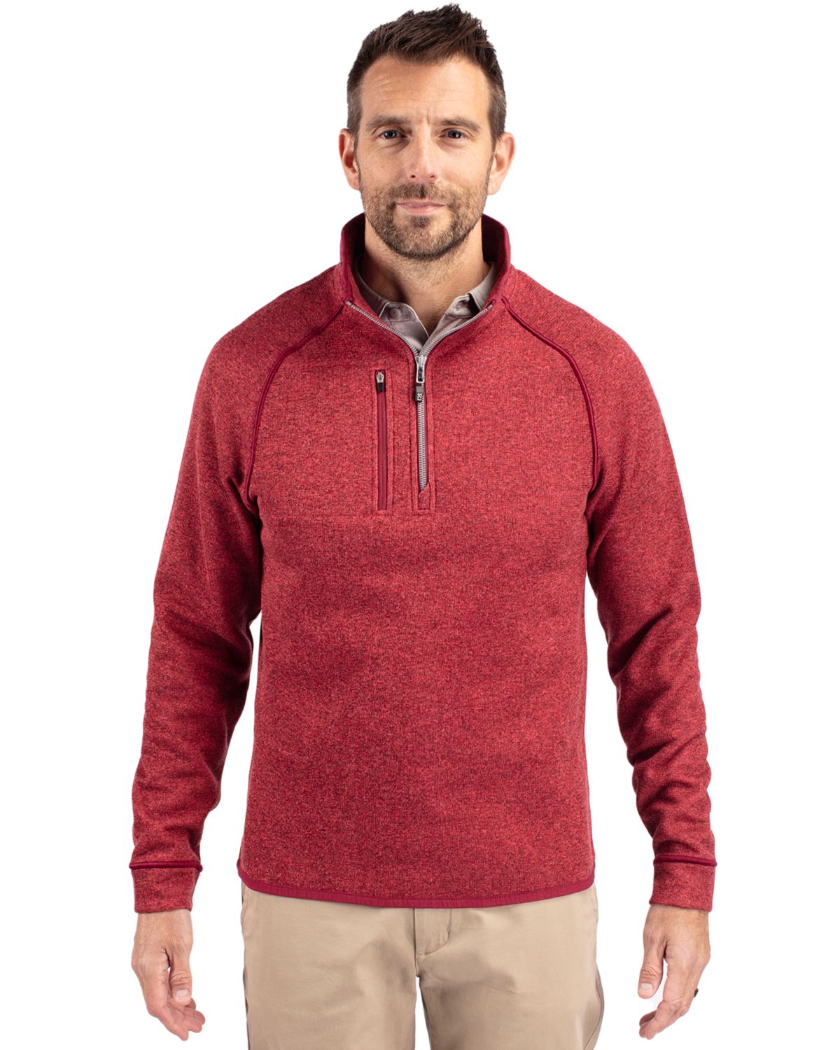 Cutter & Buck Men's Mainsail Sweater-Knit Half Zip Jacket