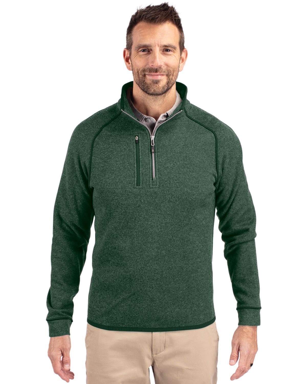 Cutter & Buck Men's Mainsail Sweater-Knit Half Zip Jacket