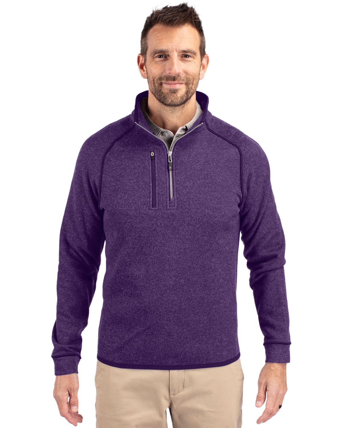 Cutter & Buck Men's Mainsail Sweater-Knit Half Zip Jacket