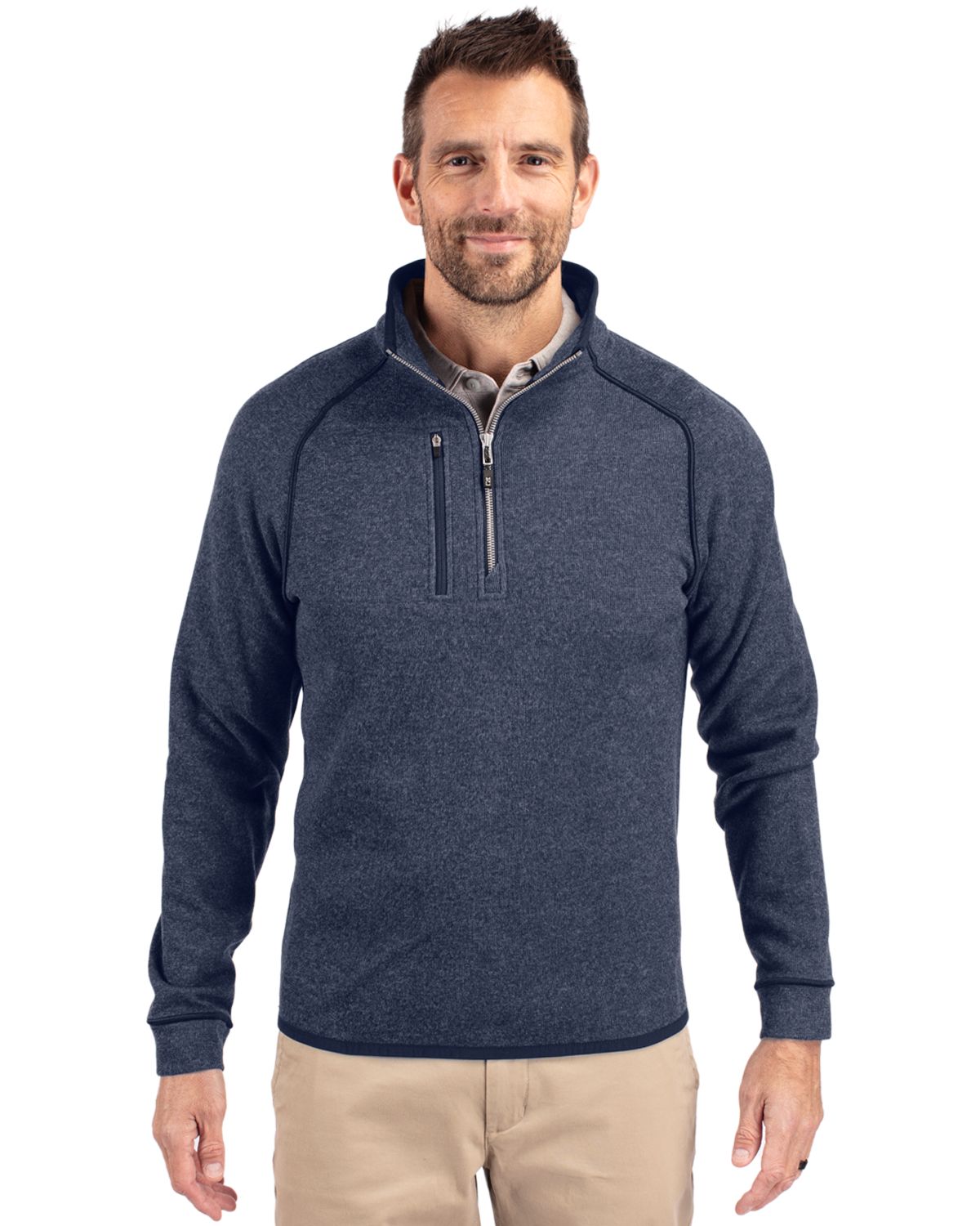 Cutter & Buck Men's Mainsail Sweater-Knit Half Zip Jacket