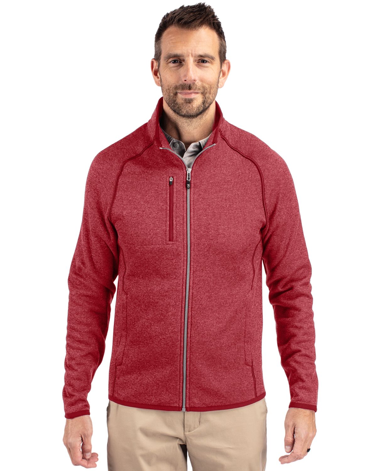 Cutter & Buck Men's Mainsail Sweater-Knit Full Zip Jacket