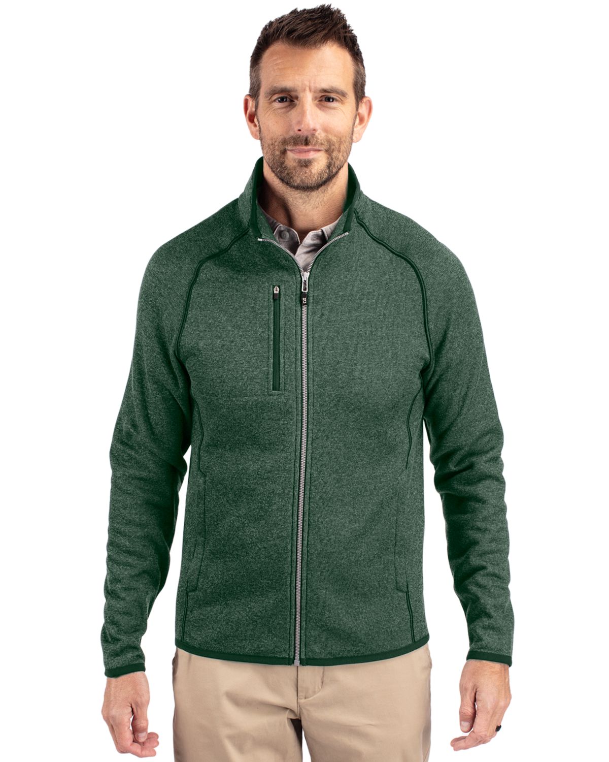 Cutter & Buck Men's Mainsail Sweater-Knit Full Zip Jacket