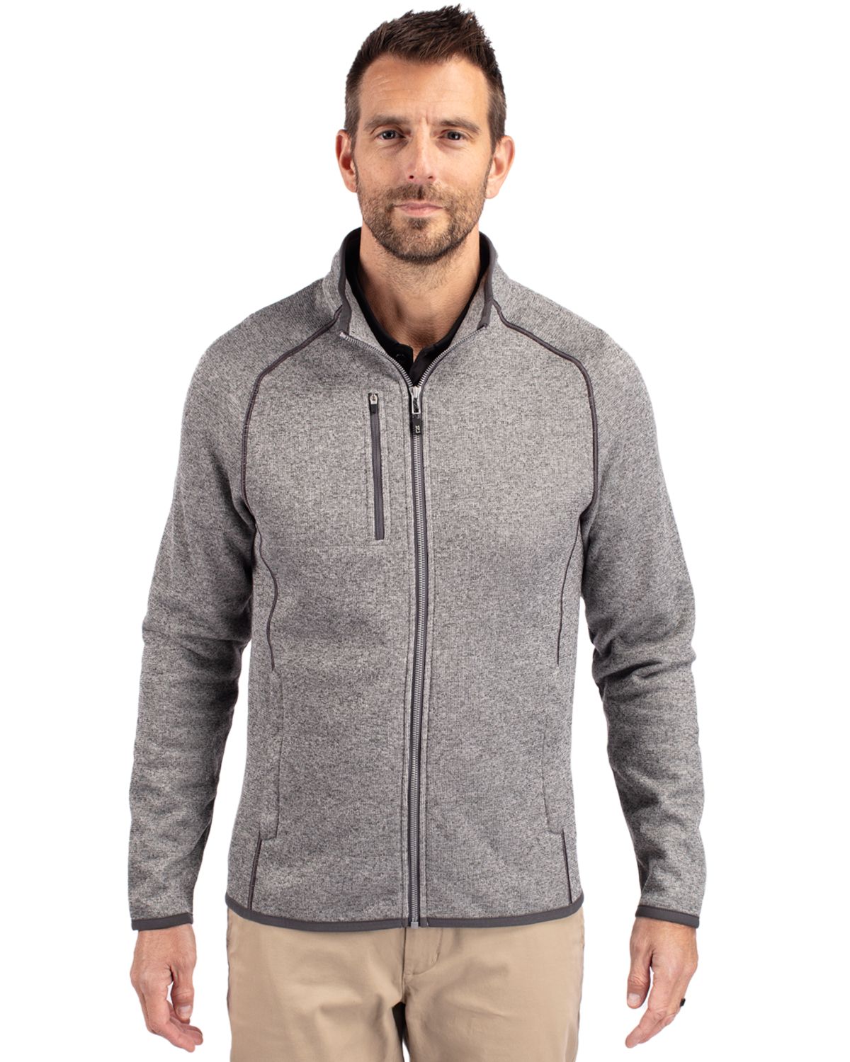 Cutter & Buck Men's Mainsail Sweater-Knit Full Zip Jacket