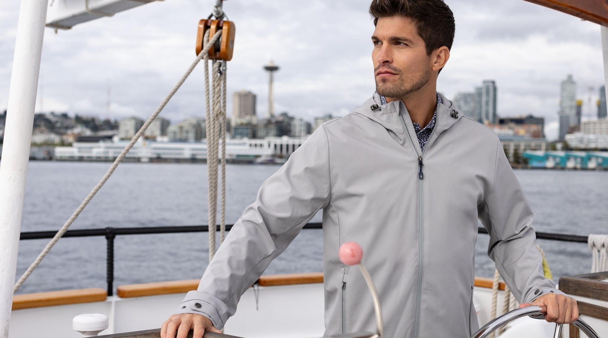 Cutter & Buck Men's Camano Recycled Everyday Stretch Water Resistant Full Zip Jacket